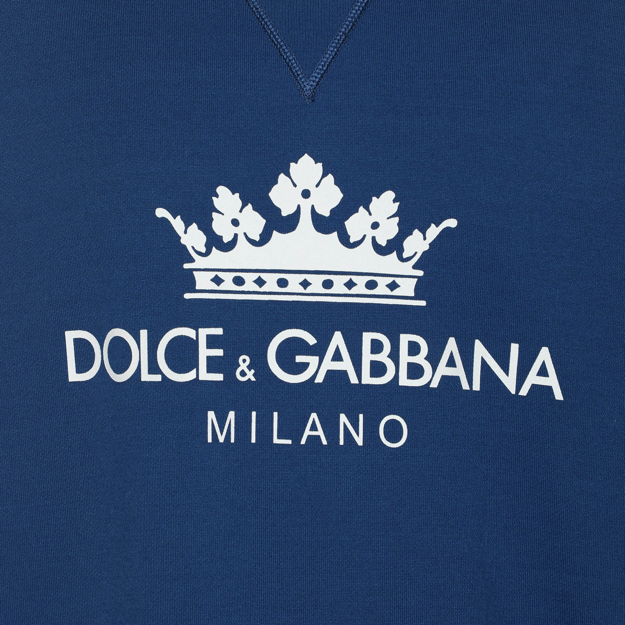 Dolce & Gabbana Blue Cotton Knit Logo Crew Neck Sweatshirt XXXL