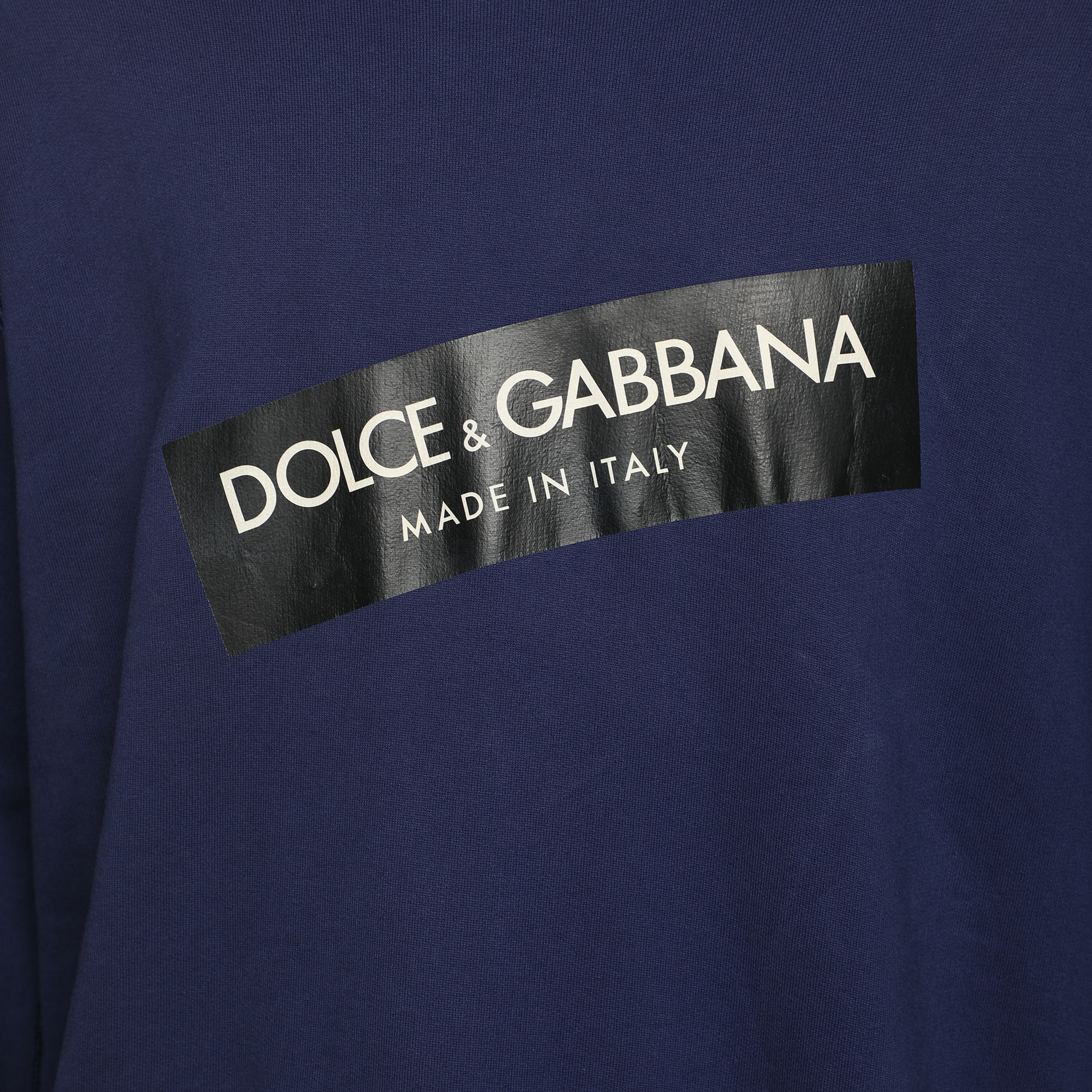 Dolce & Gabbana Blue Cotton Knit Logo Print Sweatshirt XXXL