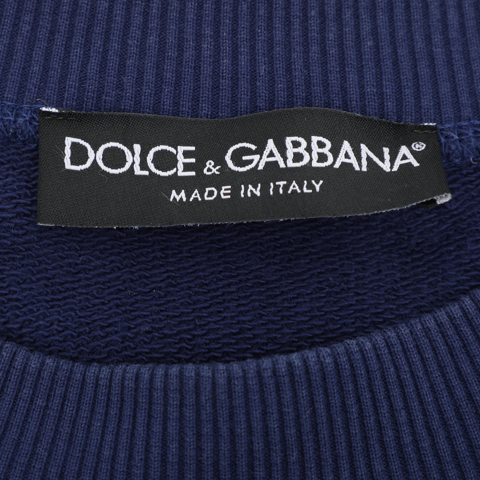 Dolce & Gabbana Blue Cotton Knit Logo Print Sweatshirt XXXL