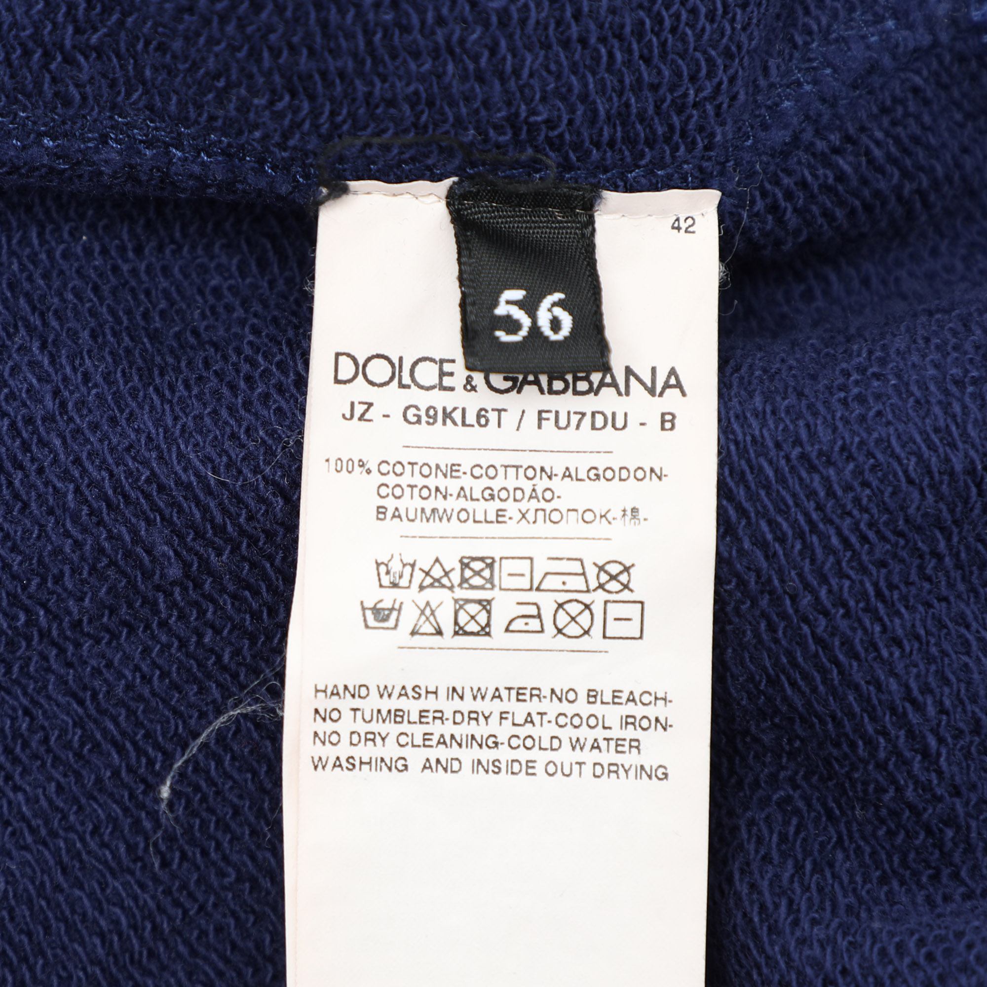 Dolce & Gabbana Blue Cotton Knit Logo Print Sweatshirt XXXL