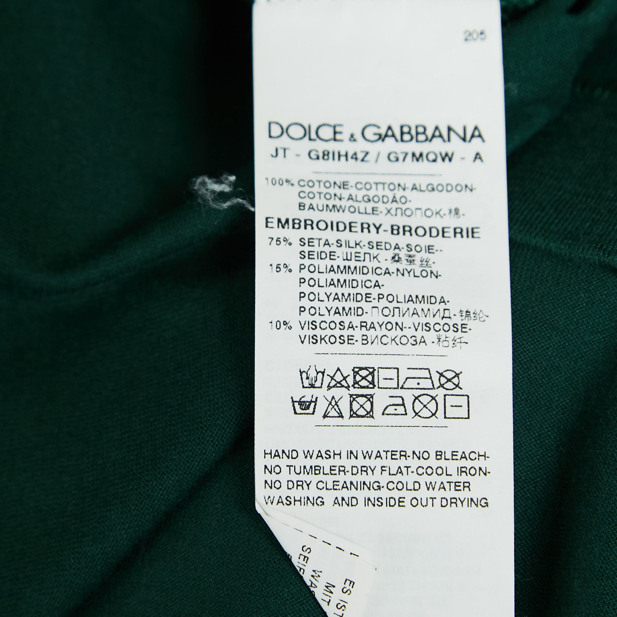 Dolce & Gabbana Green Leopard Applique Cotton Jersey T-Shirt L