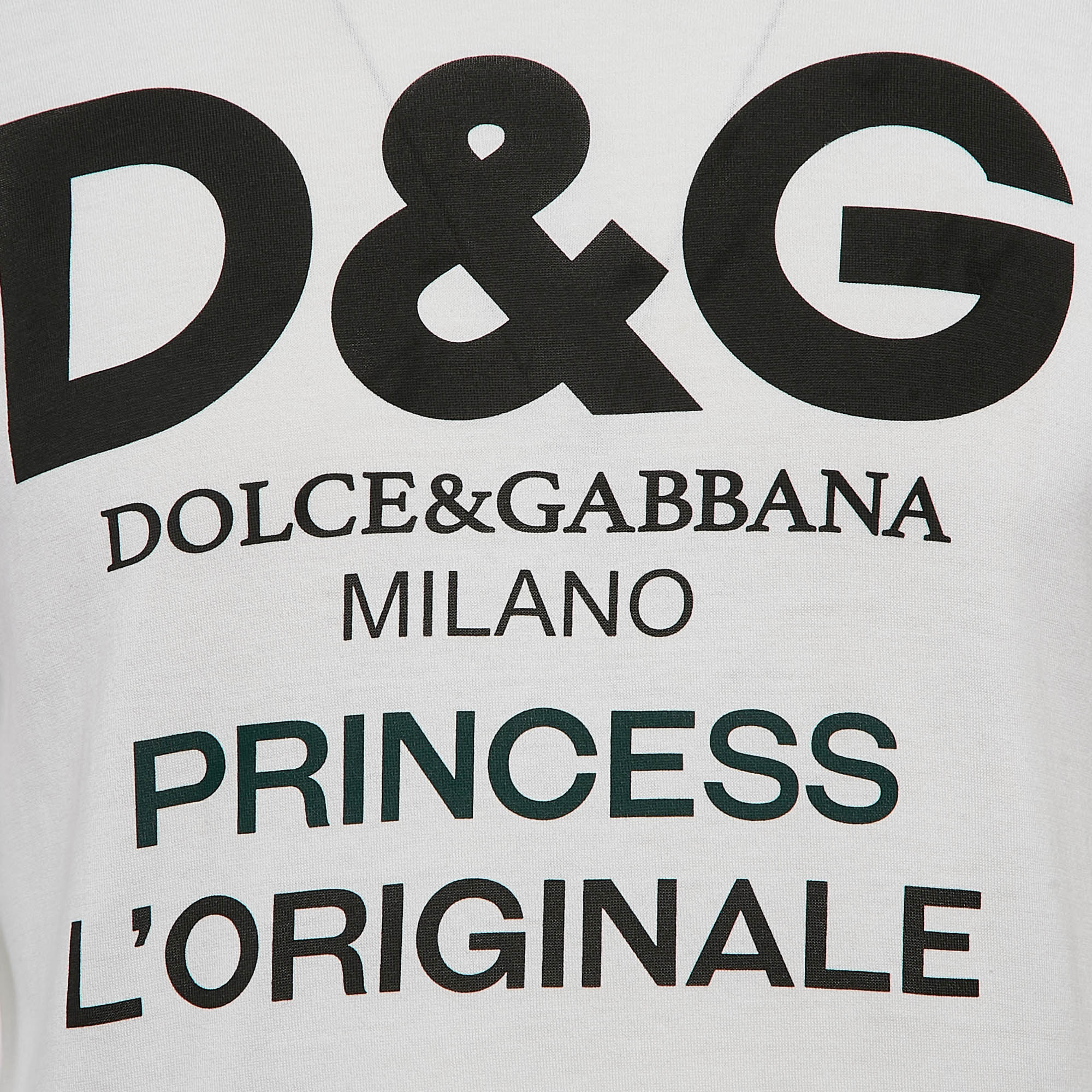 Dolce & Gabbana White Logo Print Jersey Crew Neck T-Shirt M