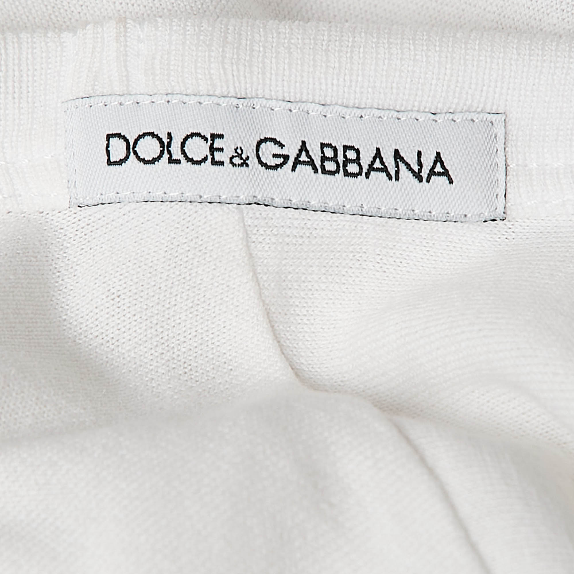 Dolce & Gabbana White Logo Print Jersey Crew Neck T-Shirt M