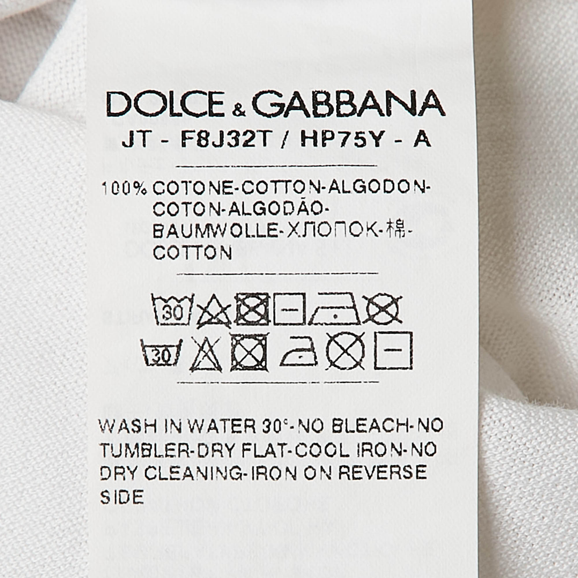 Dolce & Gabbana White Logo Print Jersey Crew Neck T-Shirt M