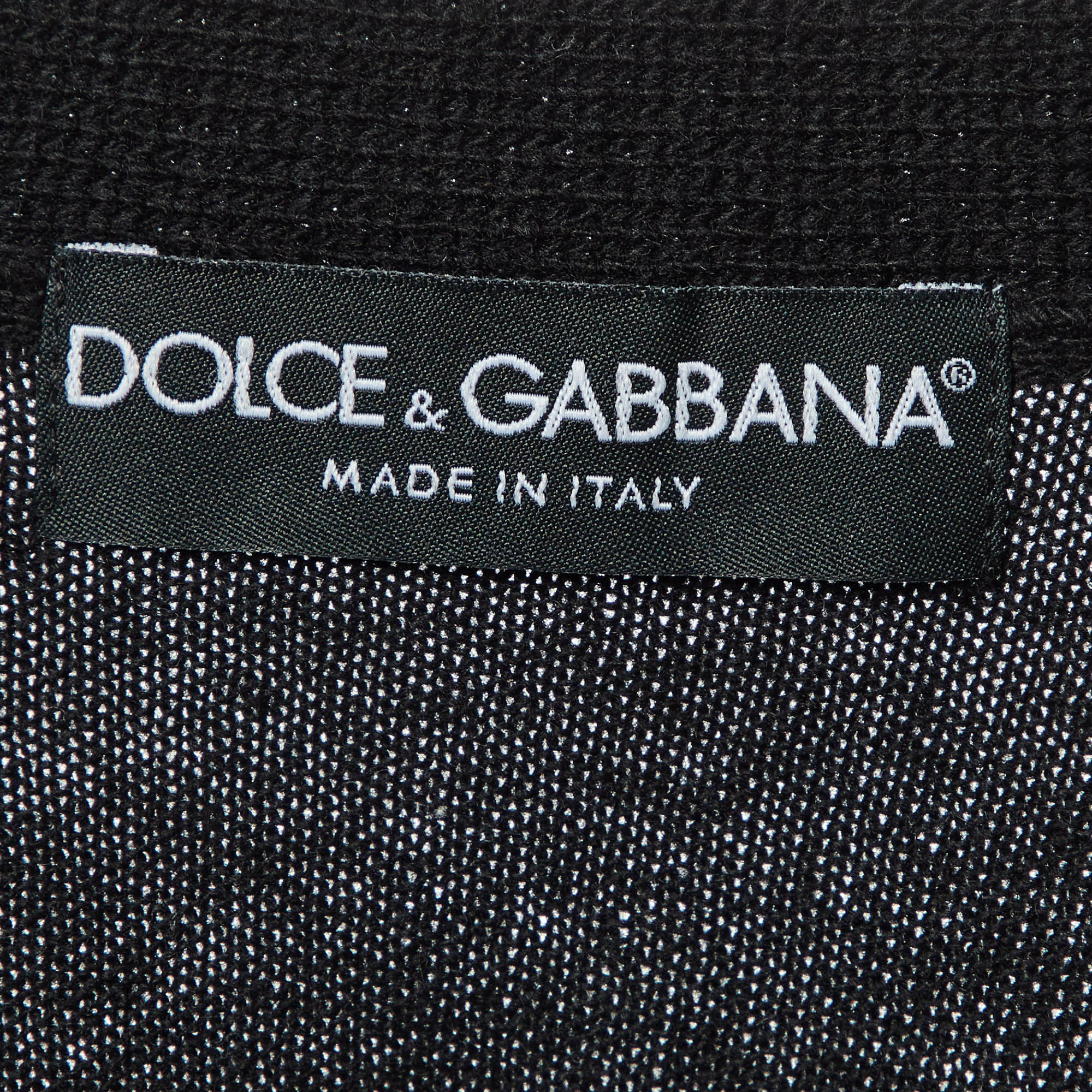 Dolce & Gabbana Black Checked Wool V-Neck Sweater M