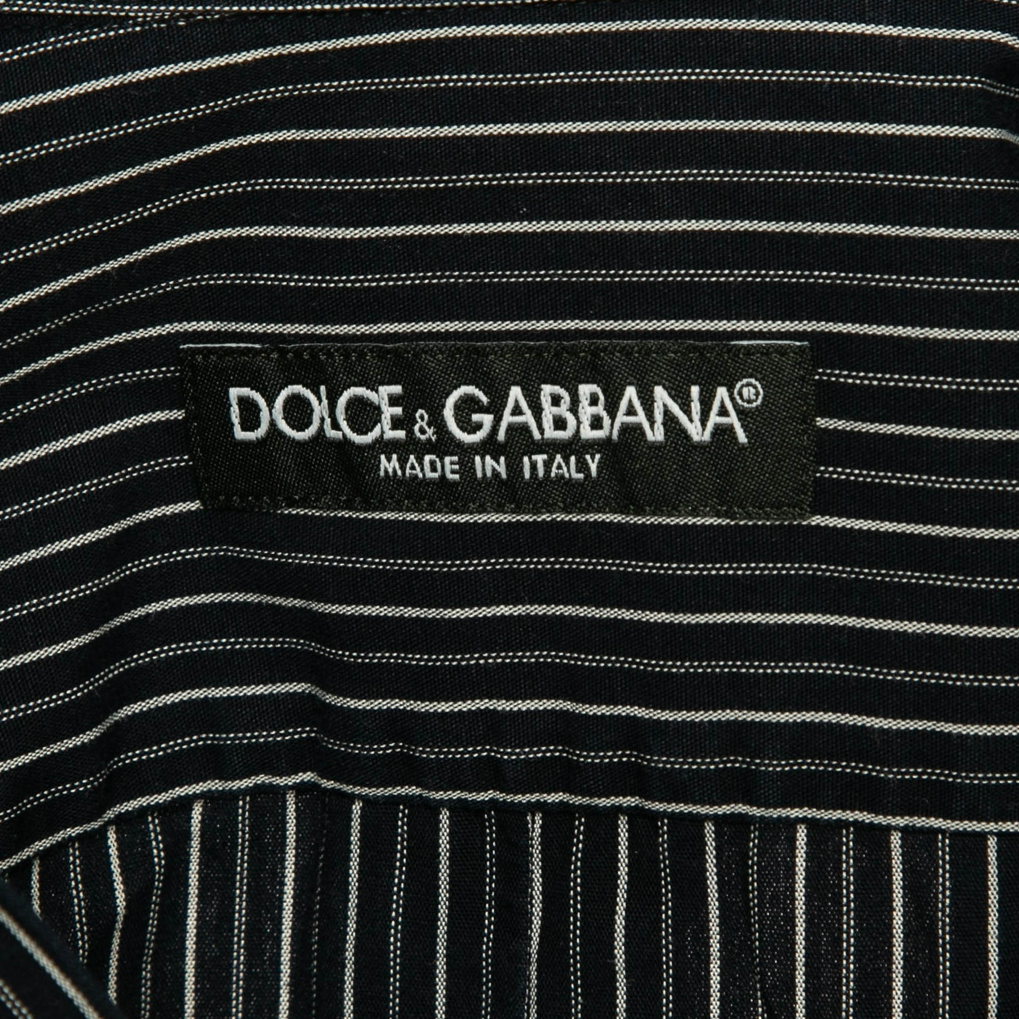 Dolce & Gabbana Blue Striped Cotton Long Sleeve Shirt M