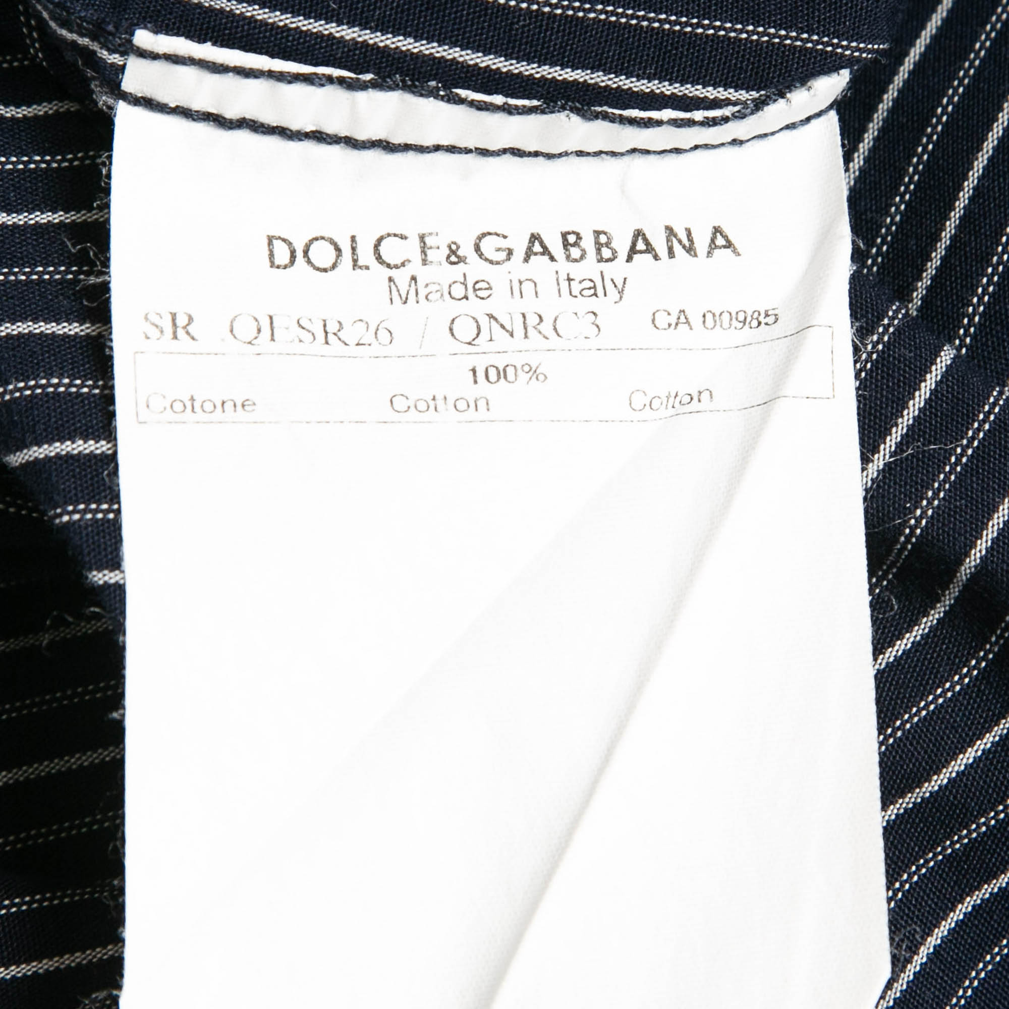 Dolce & Gabbana Blue Striped Cotton Long Sleeve Shirt M