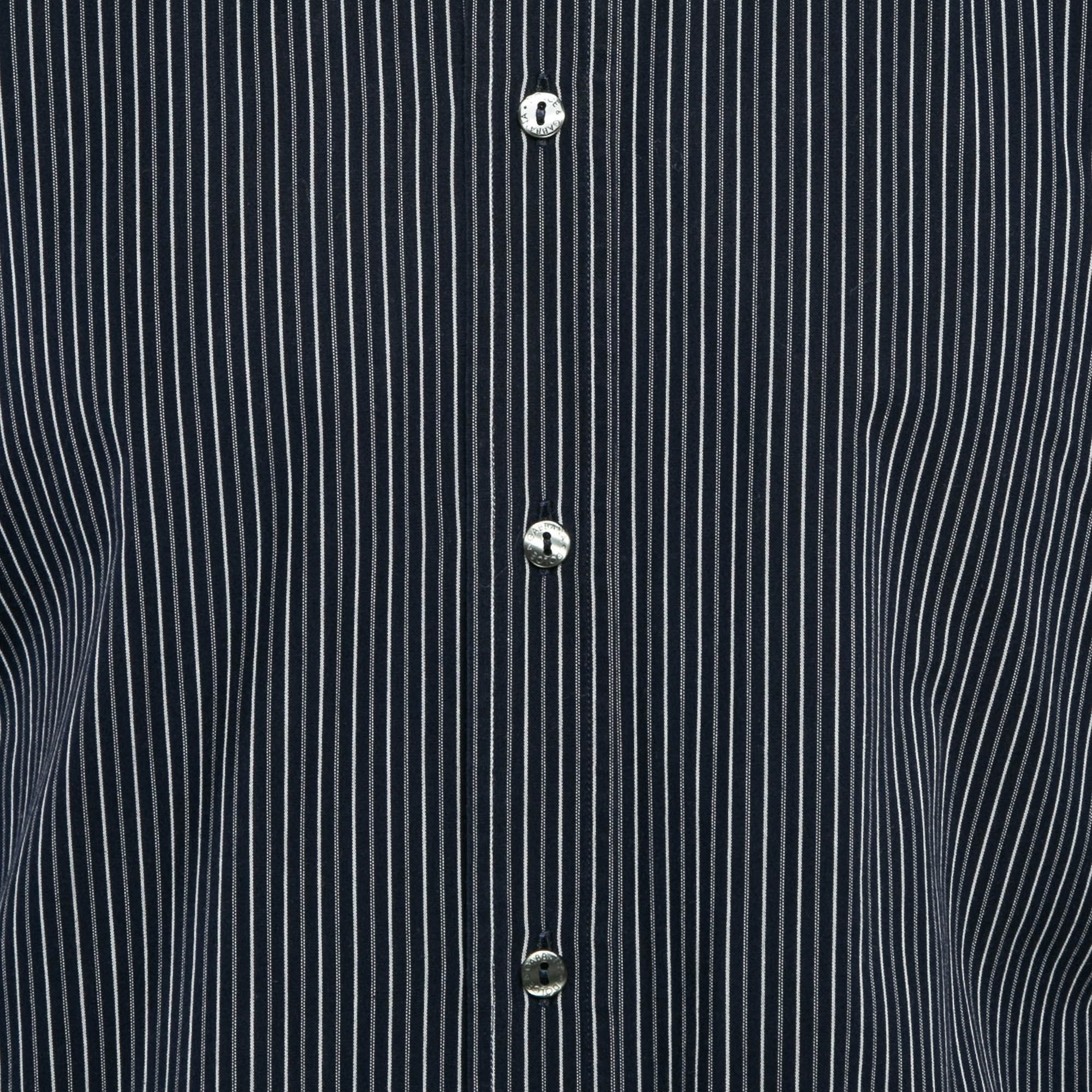 Dolce & Gabbana Blue Striped Cotton Long Sleeve Shirt M