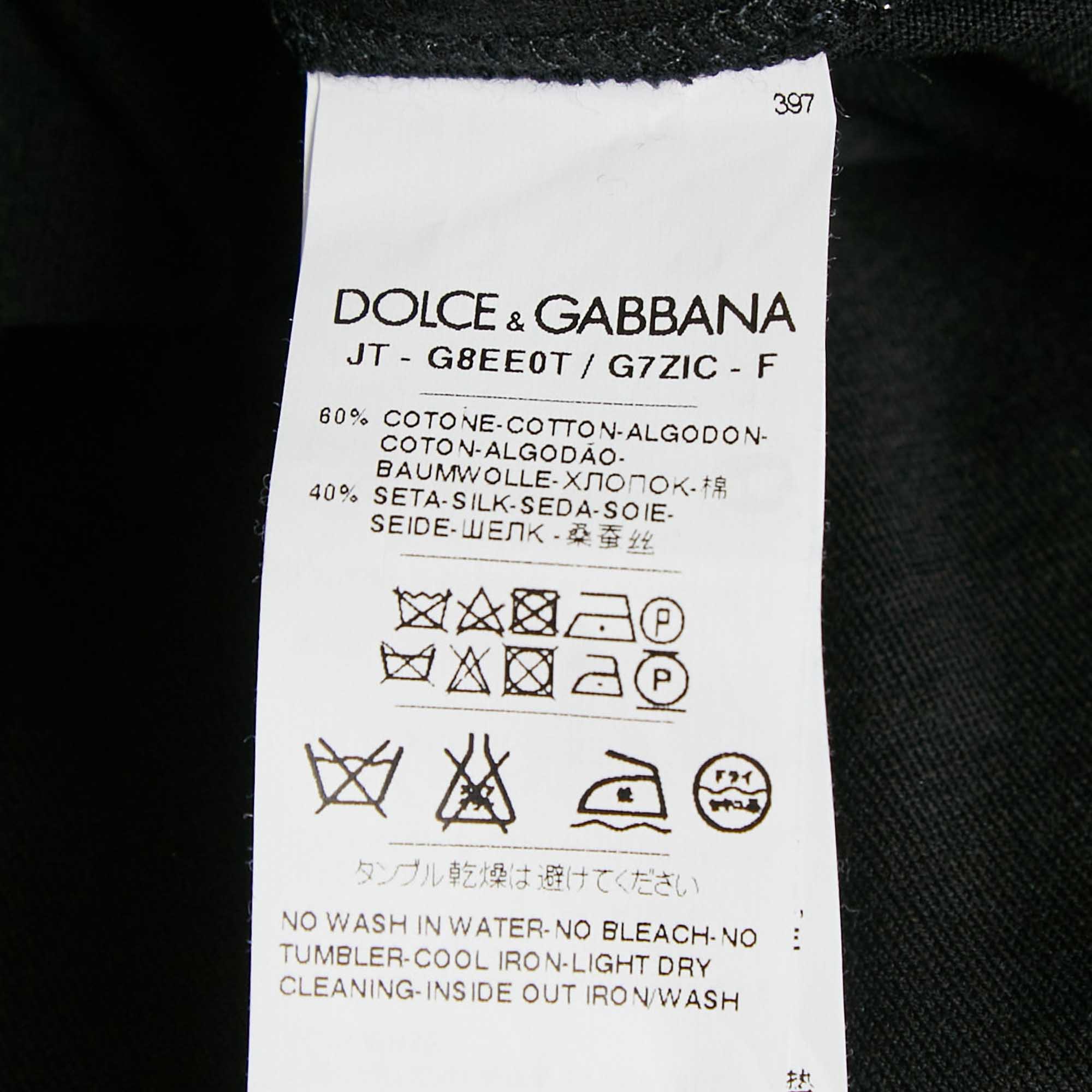 Dolce & Gabbana Black Key Print Cotton And Silk T-Shirt XXL