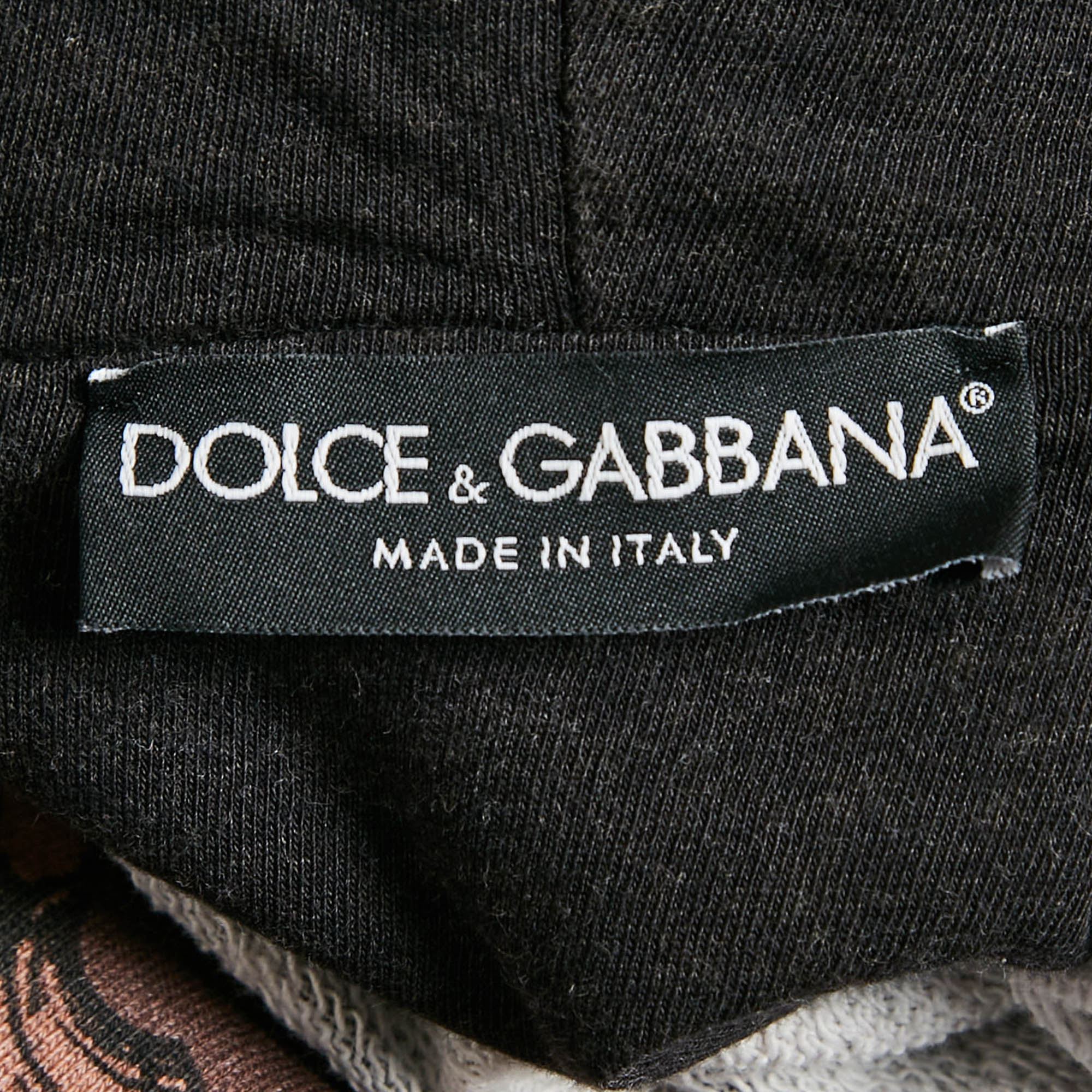 Dolce & Gabbana Wine Pink Printed Cotton Hoodie XL