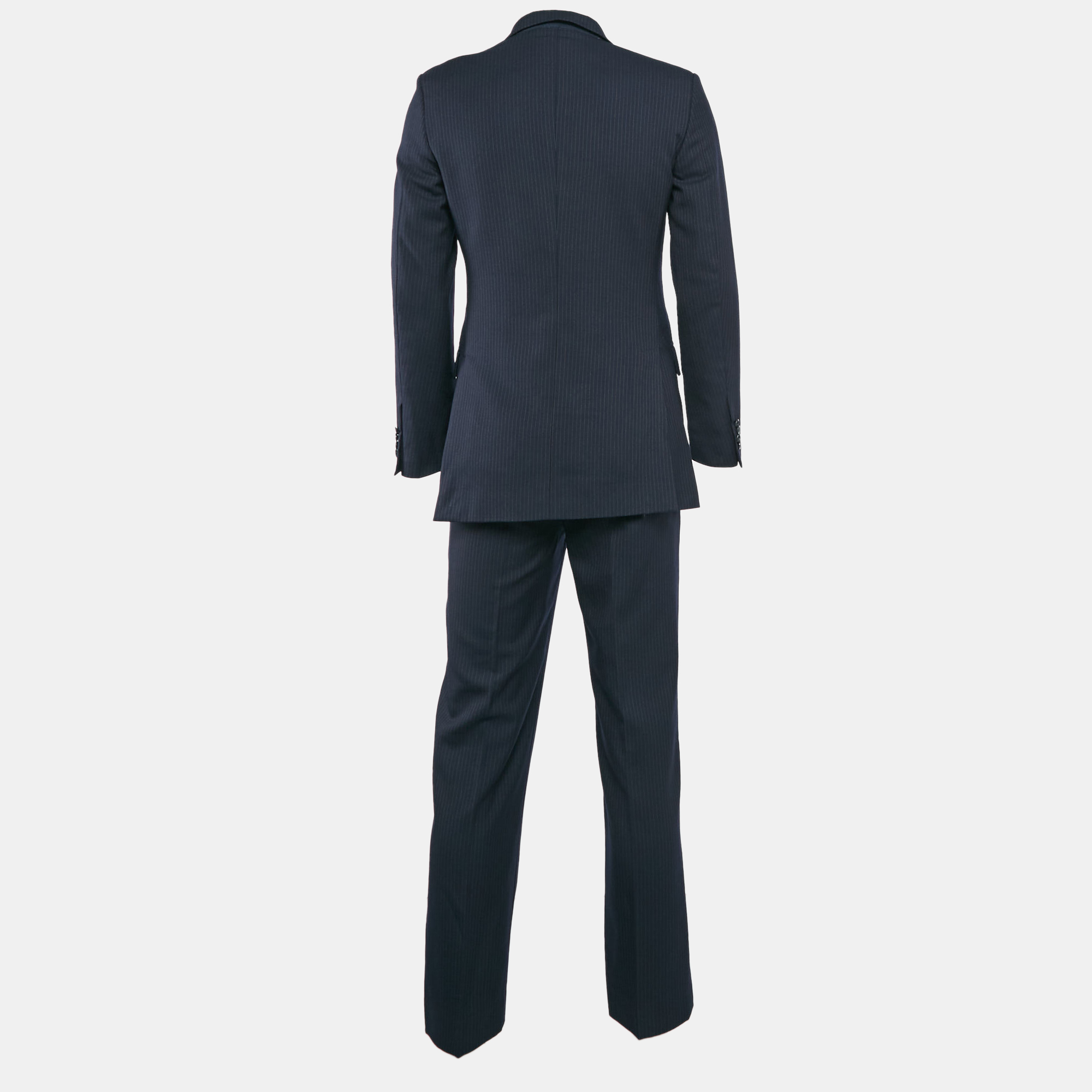 Dolce & Gabbana Navy Blue Pinstripe Wool Single Breasted Pants Suit XS