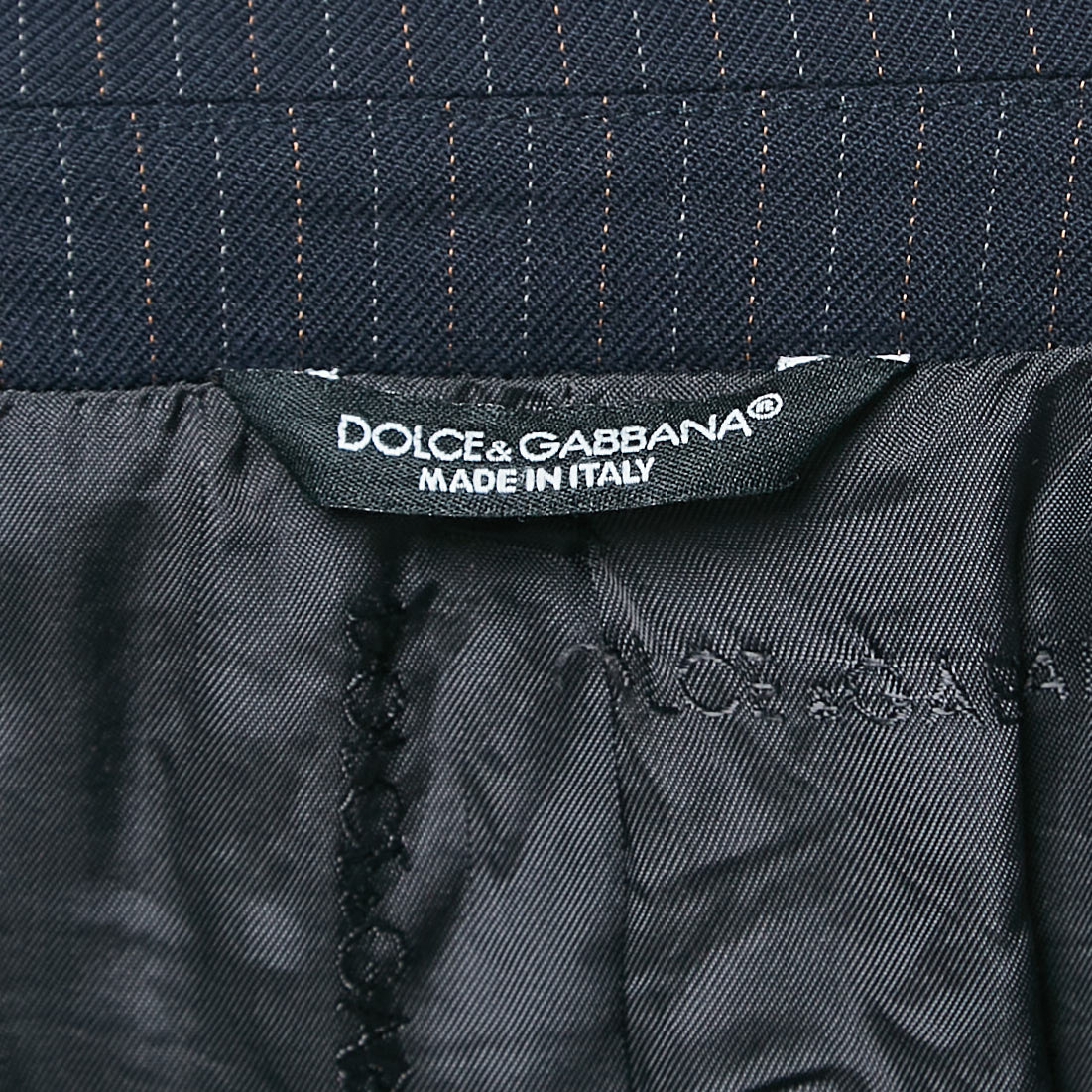 Dolce & Gabbana Navy Blue Pinstripe Wool Single Breasted Pants Suit XS