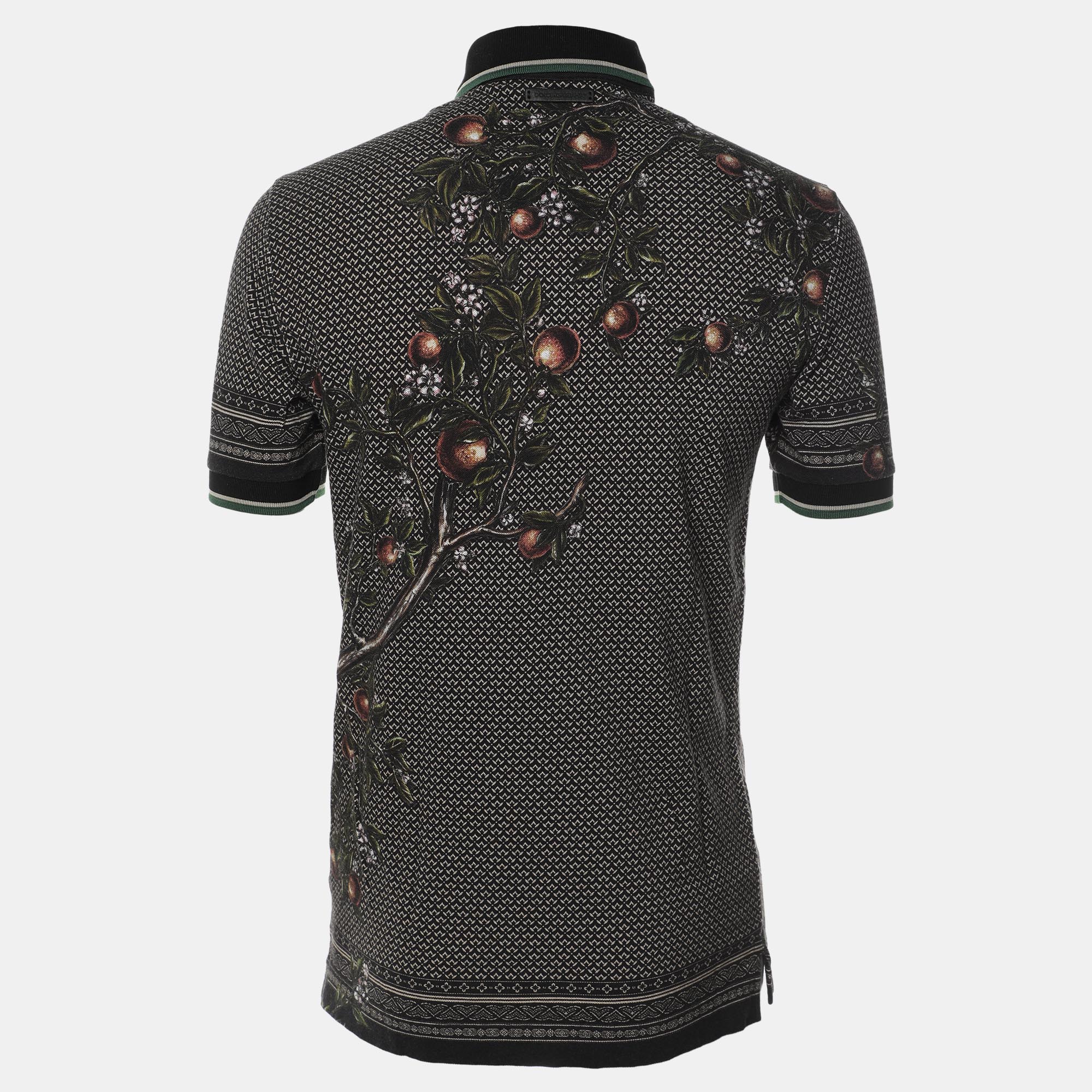 Dolce & Gabbana Multicolor Peacock Print Cotton Polo Shirt XS