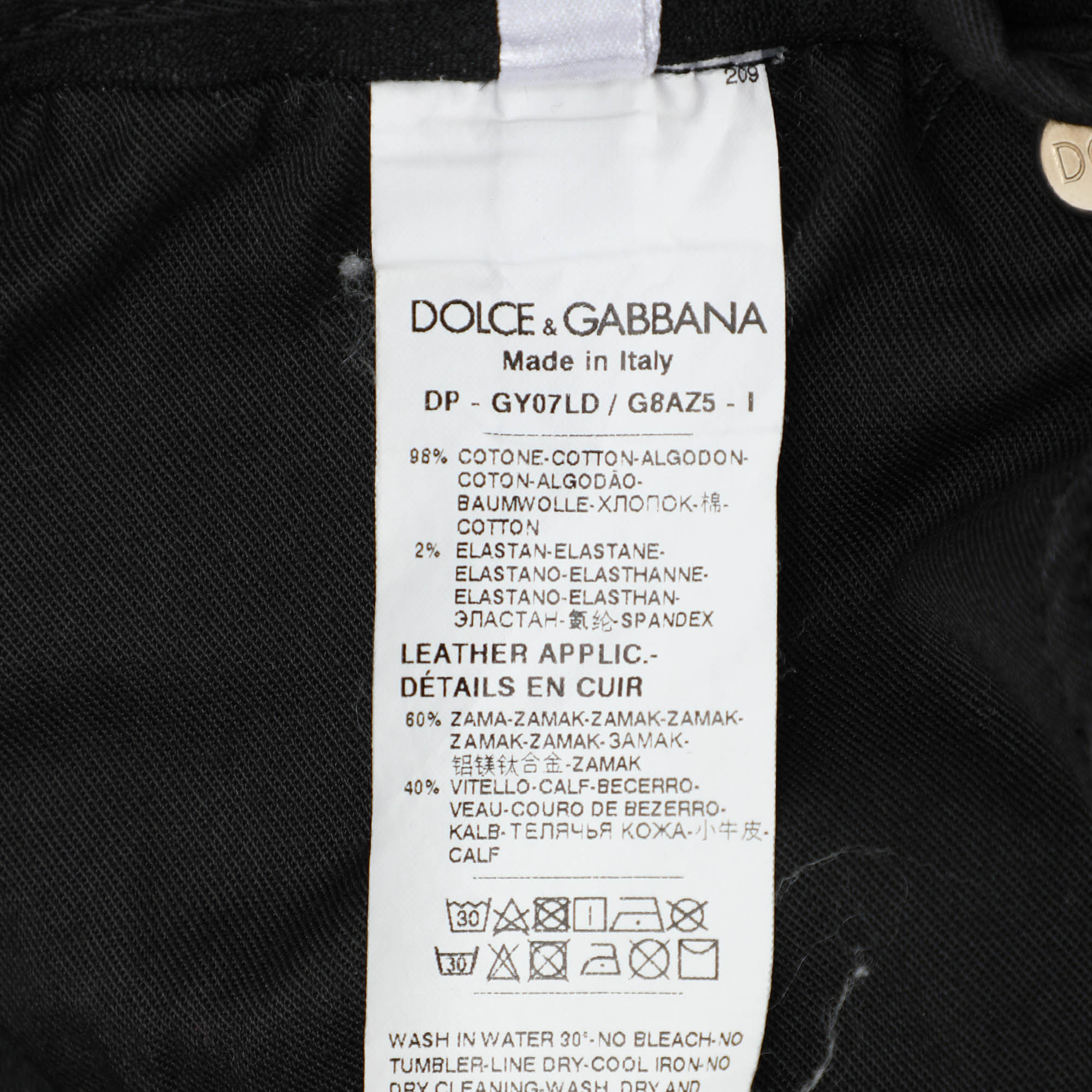 Dolce & Gabbana Black Cotton Ripped Skinny Jeans S