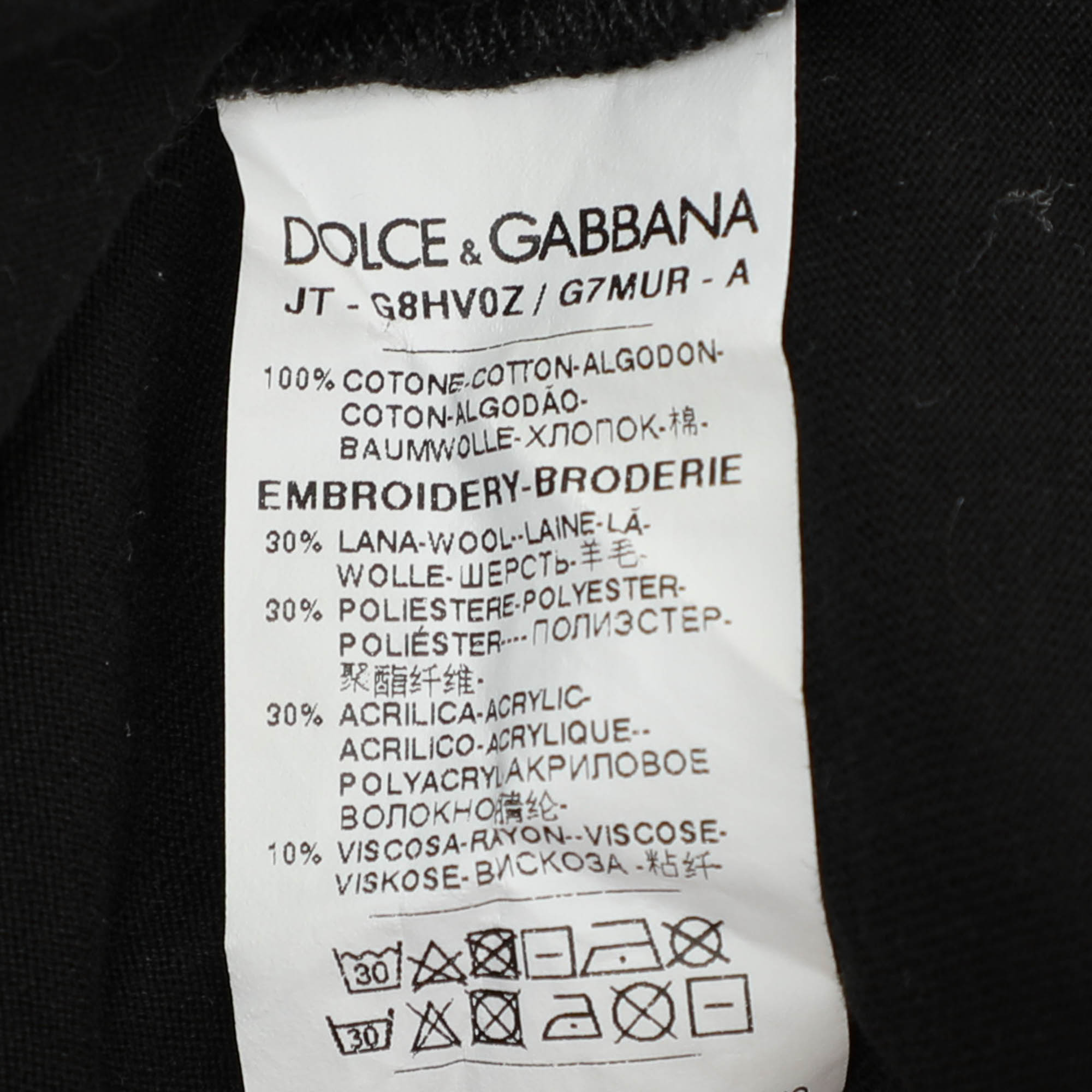 Dolce & Gabbana Black Cotton  Flock Logo  T-Shirts XS