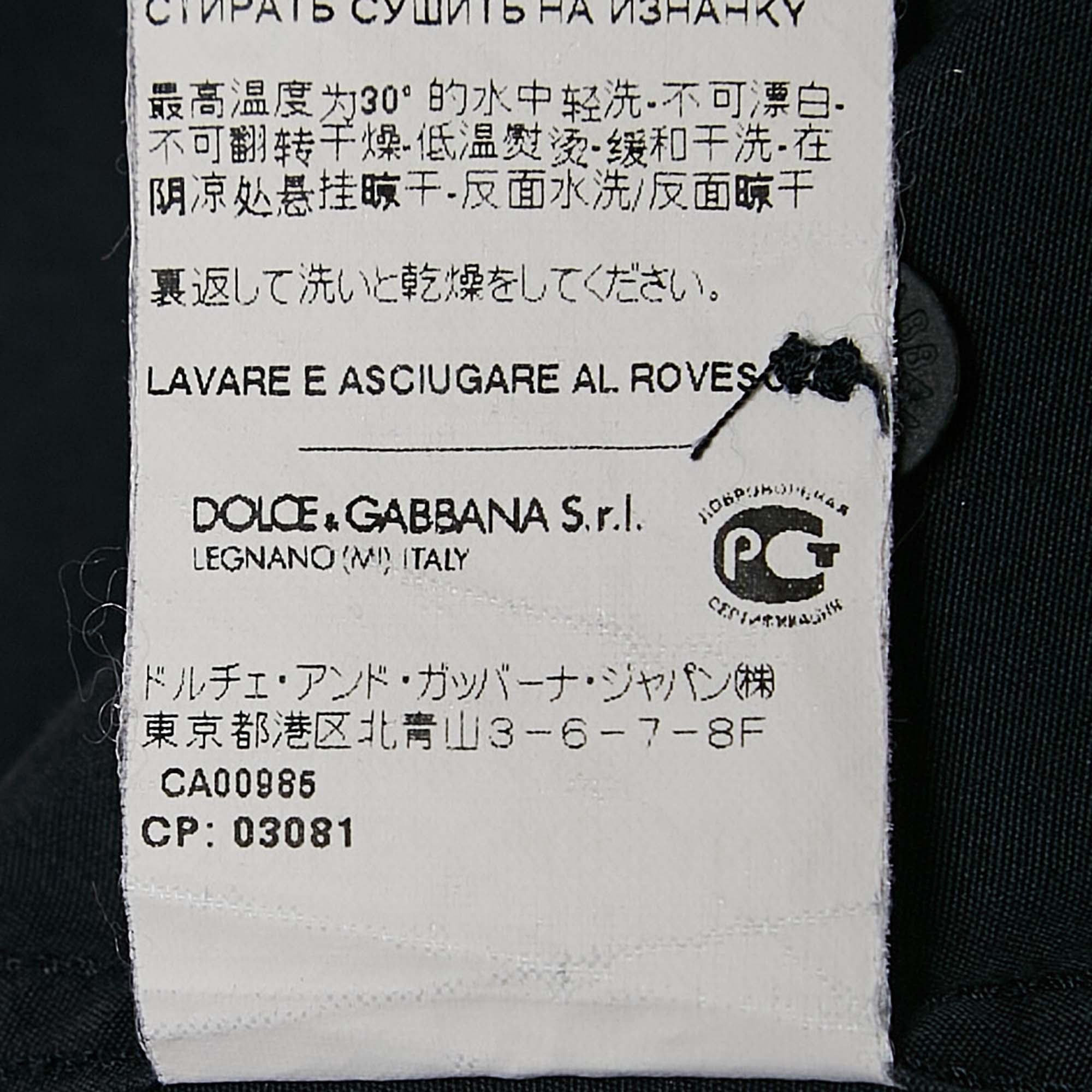 Dolce & Gabbana Gold Navy Blue Cotton Long Sleeve Shirt L