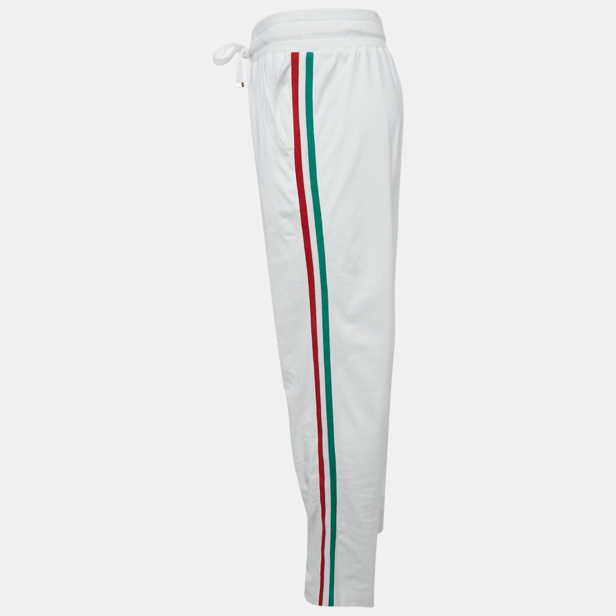 Dolce & Gabbana White Logo Plaque Jersey Side Strip Detail Pants L