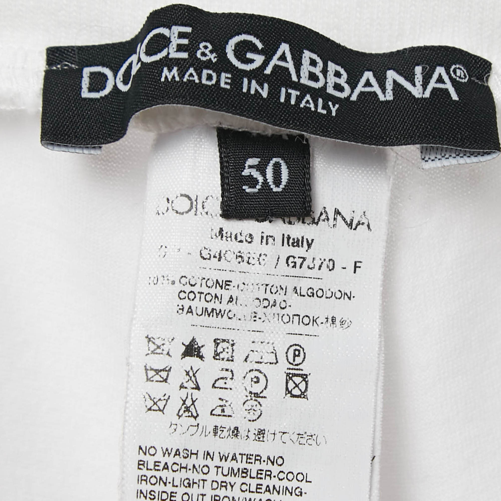 Dolce & Gabbana White Logo Plaque Jersey Side Strip Detail Pants L