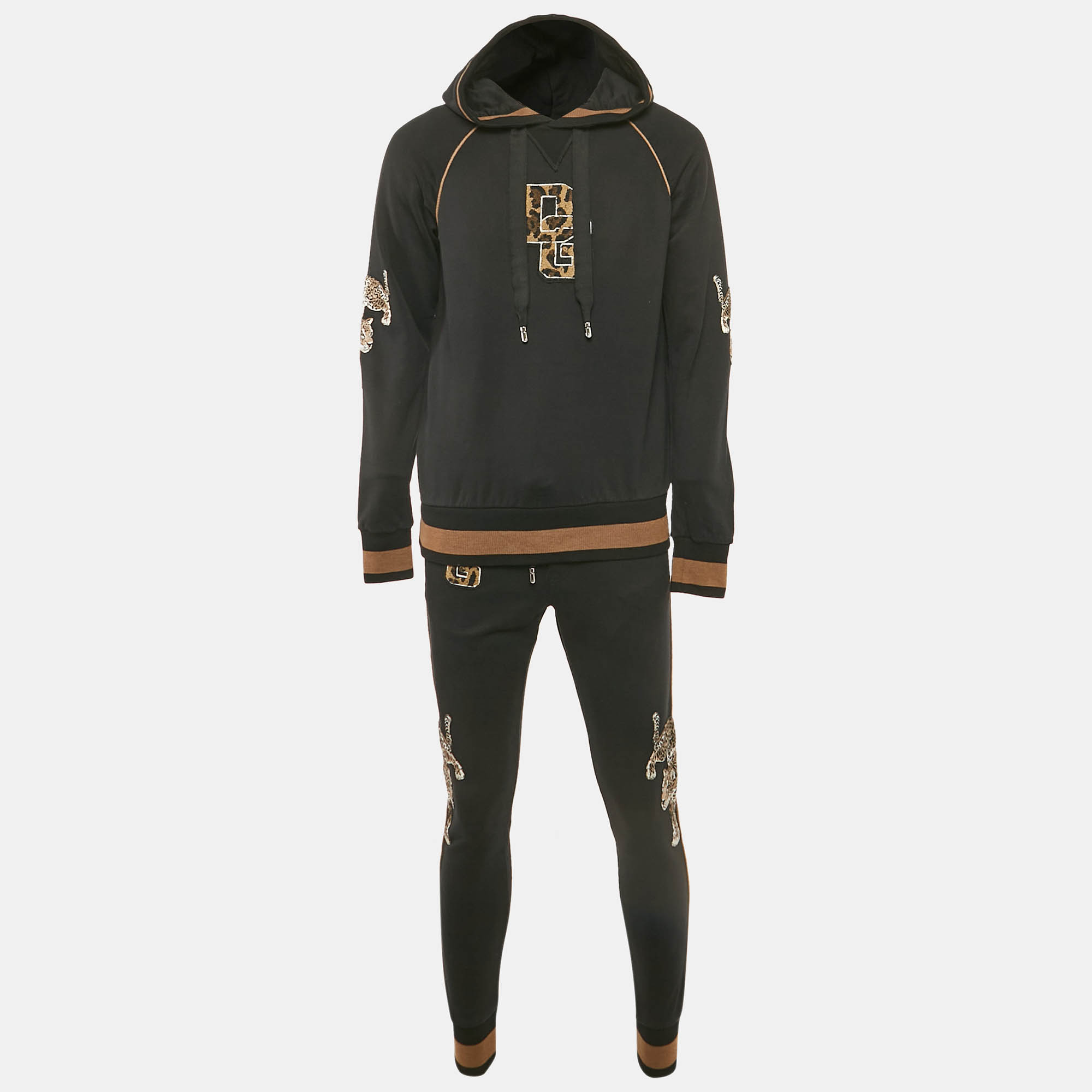 Dolce & Gabbana Black Leopard Embroidery Cotton Knit Hoodie and Pants Set S
Dolce & Gabbana Black Leopard Embroidery Cotton Knit Hoodie and Pants Set S
