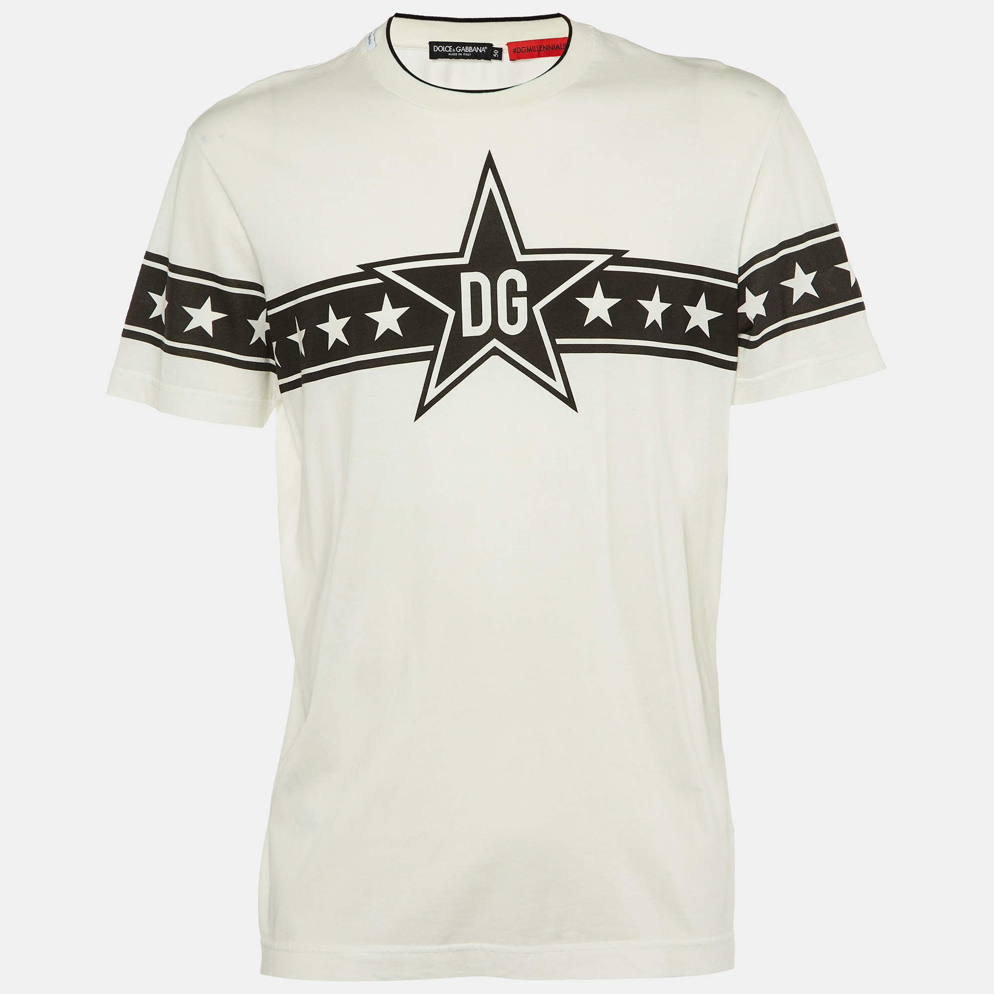 Dolce & Gabbana White DG Stars King Print Cotton Crew Neck T-Shirt L
Dolce & Gabbana White DG Stars King Print Cotton Crew Neck T-Shirt L