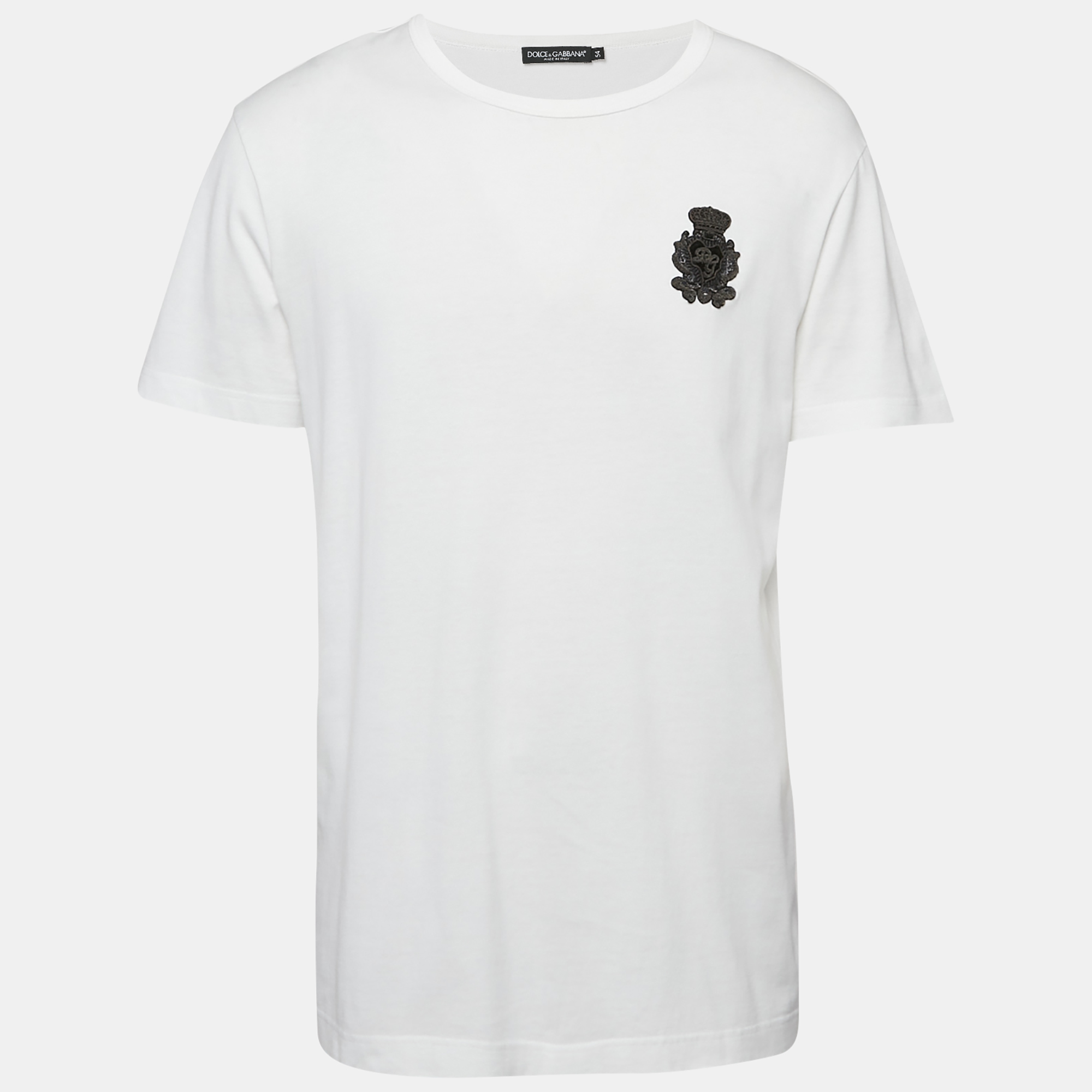 Dolce & Gabbana White Cotton Heraldic Applique Detail T-Shirt XXL
Dolce & Gabbana White Cotton Heraldic Applique Detail T-Shirt XXL