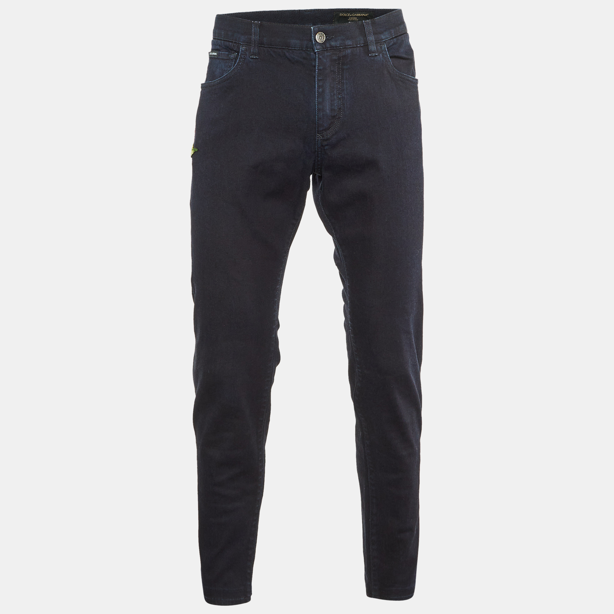 Dolce & Gabbana Dark Blue Denim Floral Detail Slim Fit Jeans L/Waist 35.5", Navy blue
Dolce & Gabbana Dark Blue Denim Floral Detail Slim Fit Jeans L/Waist 35.5", Navy blue