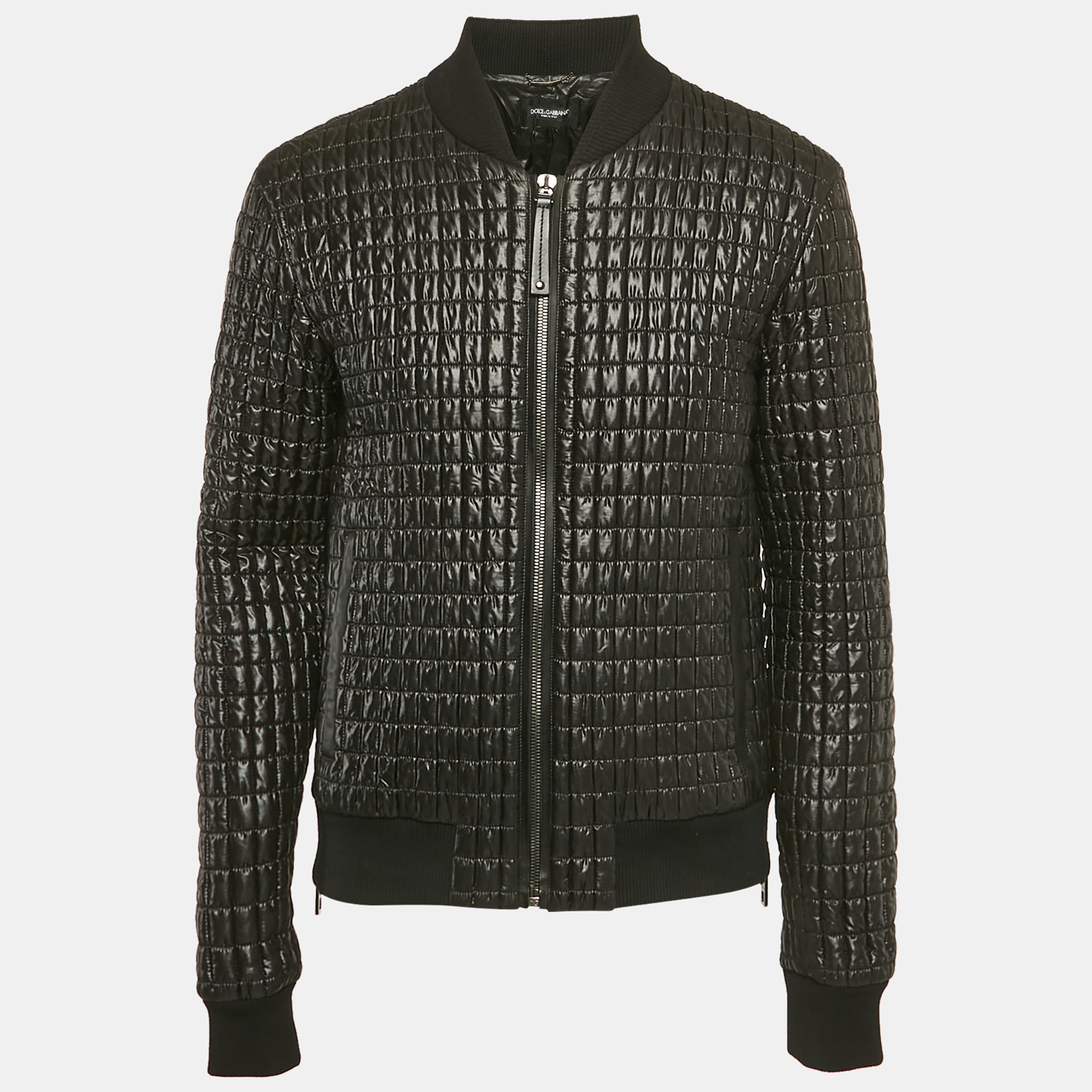 Dolce & Gabbana Black Quilted Nylon Zip Front Bomber Jacket XXL
Dolce & Gabbana Black Quilted Nylon Zip Front Bomber Jacket XXL