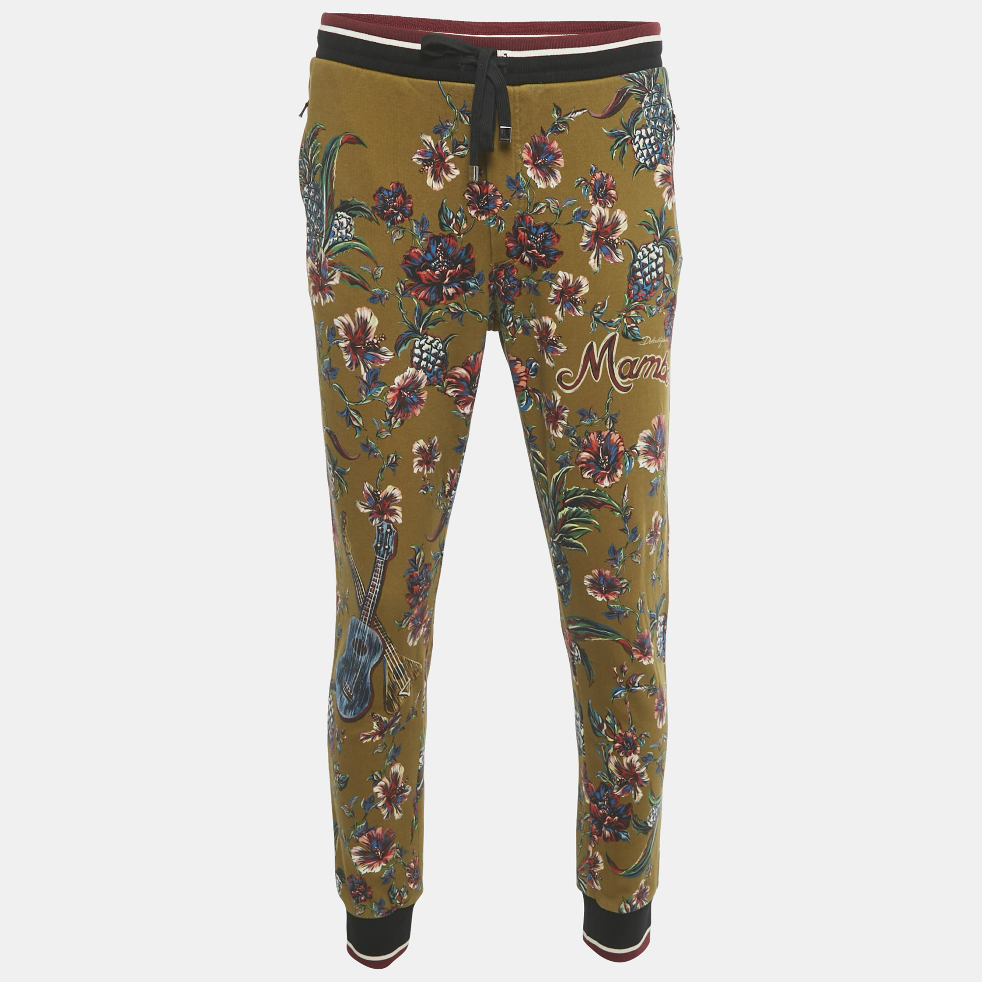 Dolce & Gabbana Green Floral Print Cotton Sweatpants L 
Dolce & Gabbana Green Floral Print Cotton Sweatpants L