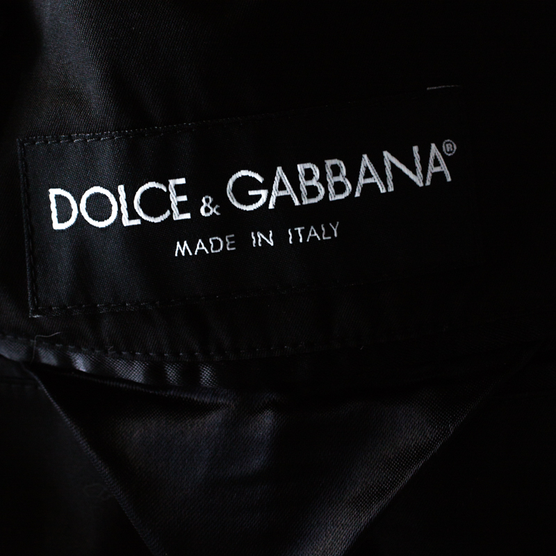Dolce & Gabbana Black Cotton Double Breasted Belted Coat XXL