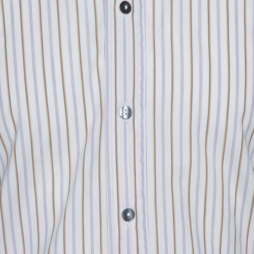 Dolce & Gabbana Multicolor Striped Cotton Slim Fit Button Front Shirt S