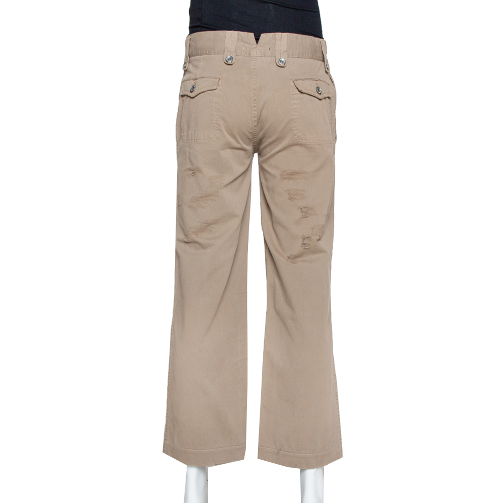 Dolce & Gabbana  Light Brown Distressed Cotton Cargo Pants S