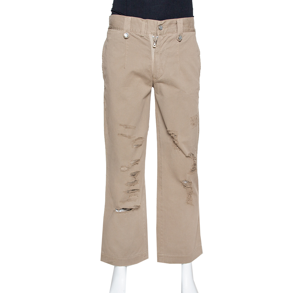 

Dolce & Gabbana Light Brown Distressed Cotton Cargo Pants