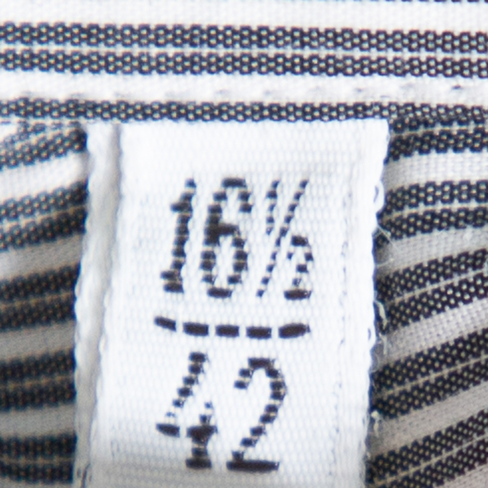 Dolce & Gabbana Grey Striped Cotton Button Front Sicilia Shirt XL