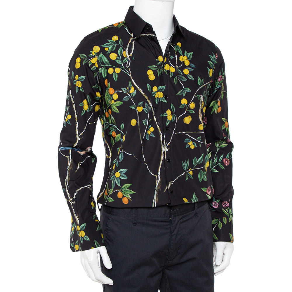 Dolce & Gabbana Midnight Blue Lemon Printed Cotton Button Front Gold Shirt, Navy blue
Dolce & Gabbana Midnight Blue Lemon Printed Cotton Button Front Gold Shirt, Navy blue