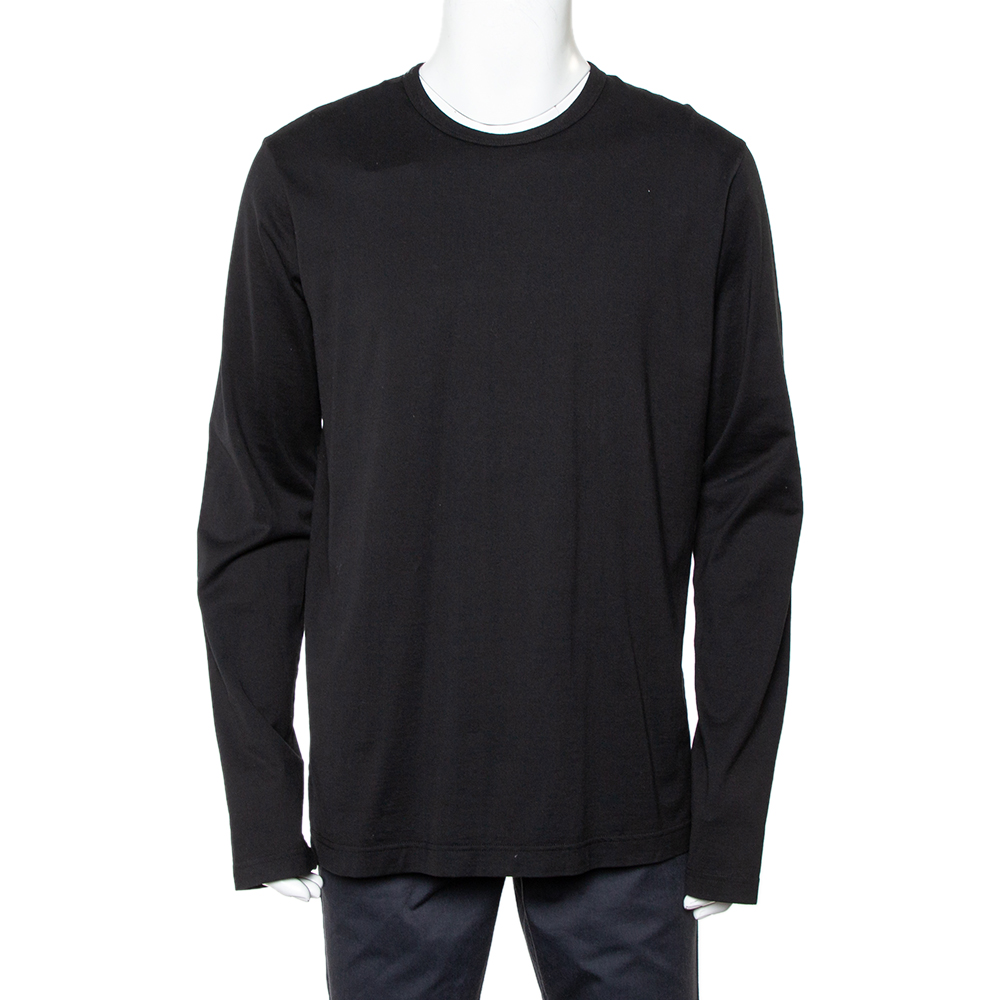 Dolce & Gabbana Black Cotton Long Sleeve Crewneck T-Shirt XXL