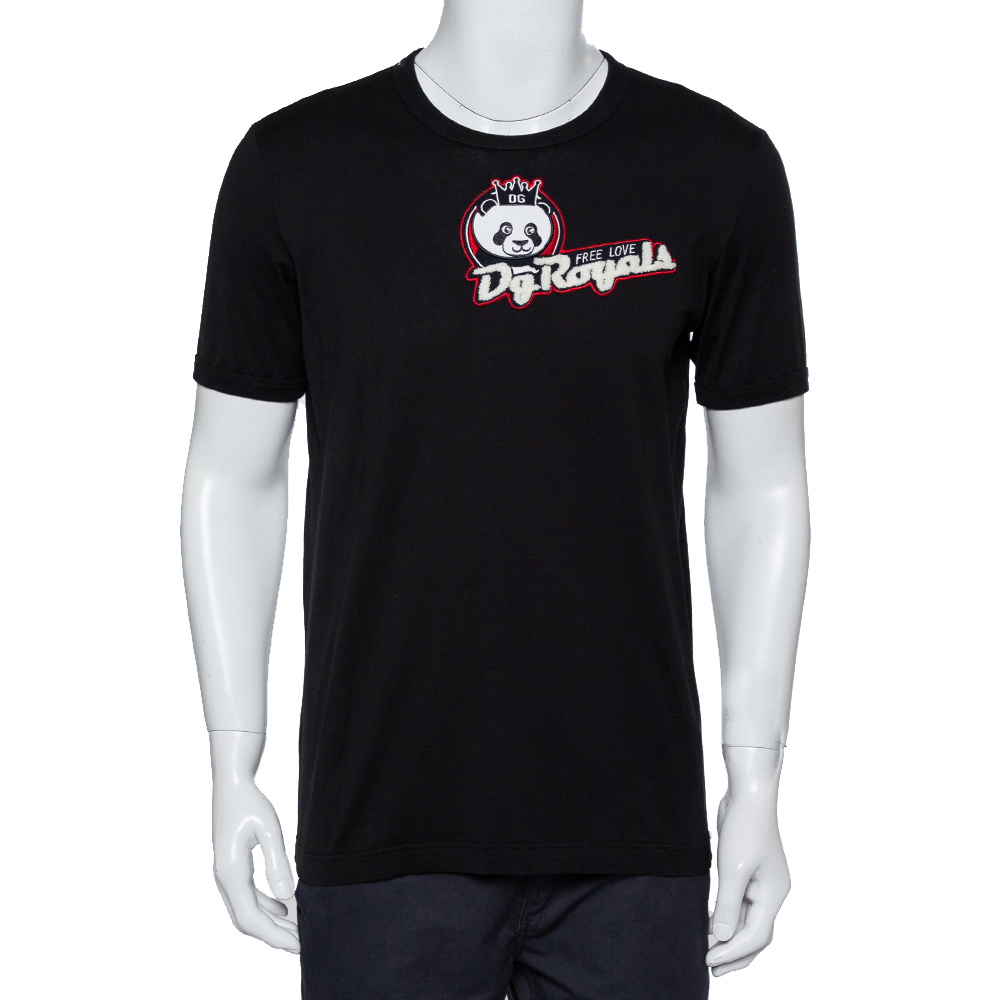 Dolce & Gabbana Black DG Royals Patch Cotton Crewneck T-Shirt XL