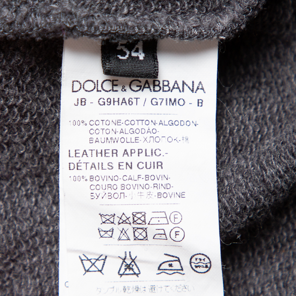 Dolce & Gabbana Grey Patchwork Detail Hooded Sweatshirt XXL