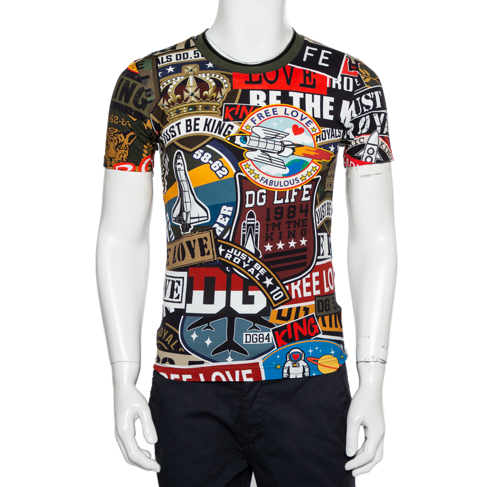 Dolce & Gabbana Multicolor Multiprinted Cotton Crewneck T-Shirt S