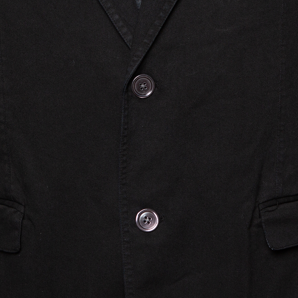 Dolce & Gabbana Black Denim Button Front Blazer XXL