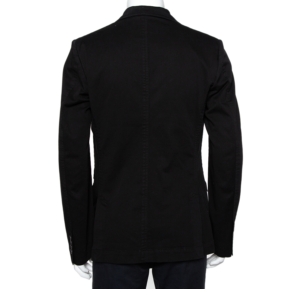 Dolce & Gabbana Black Denim Button Front Blazer XXL