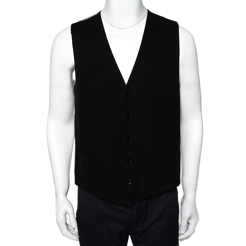 Dolce & Gabbana Black & Beige Cotton Vest XL