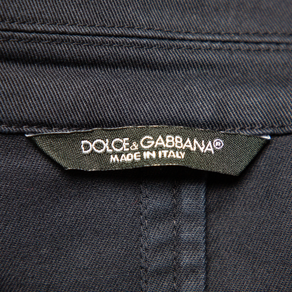 Dolce & Gabbana Navy Blue Denim Double Breasted Blazer XXL