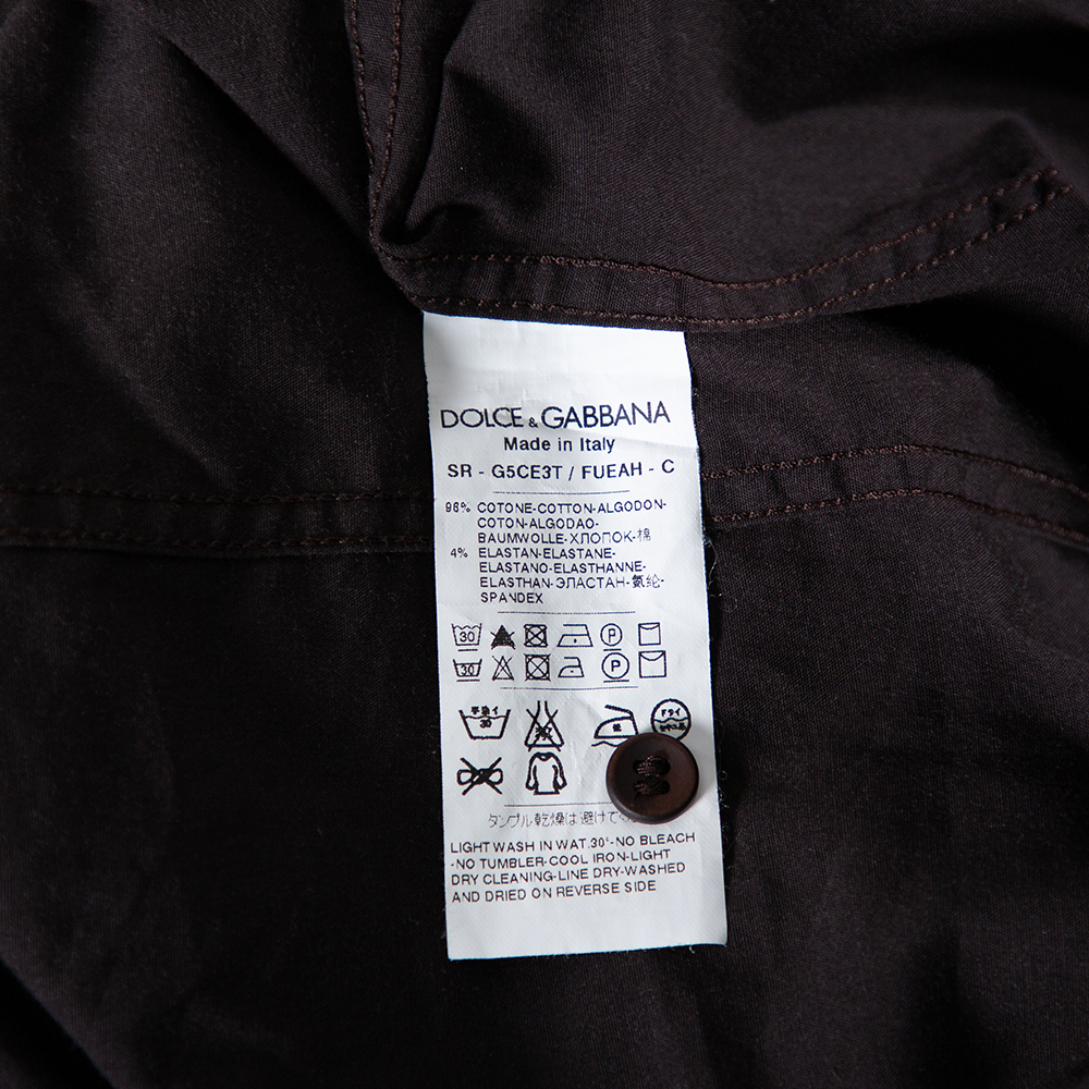 Dolce & Gabbana Brown Cotton Button Front Shirt XXL