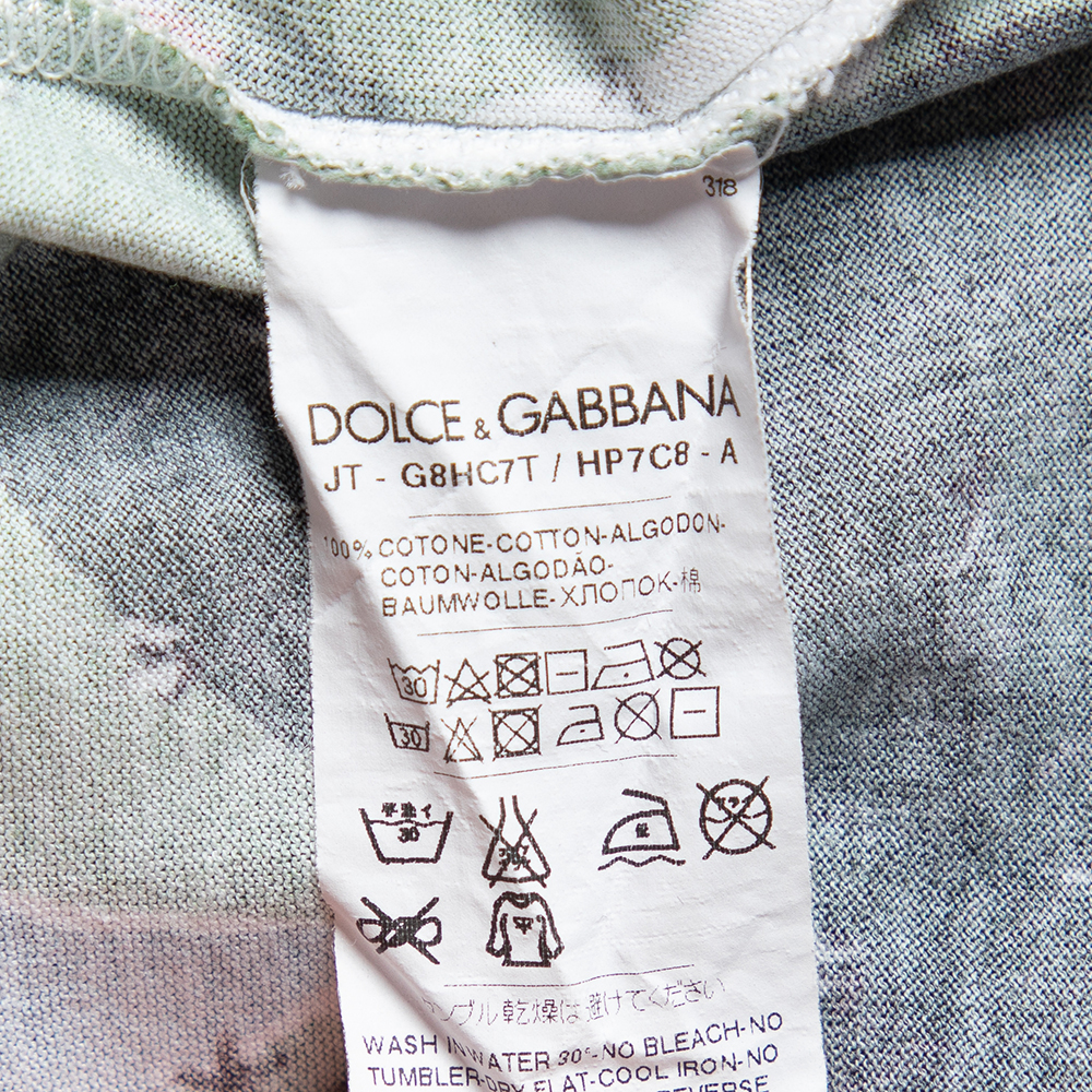Dolce & Gabbana Blue Catania Tropical Ringer Printed Cotton T-shirt XS