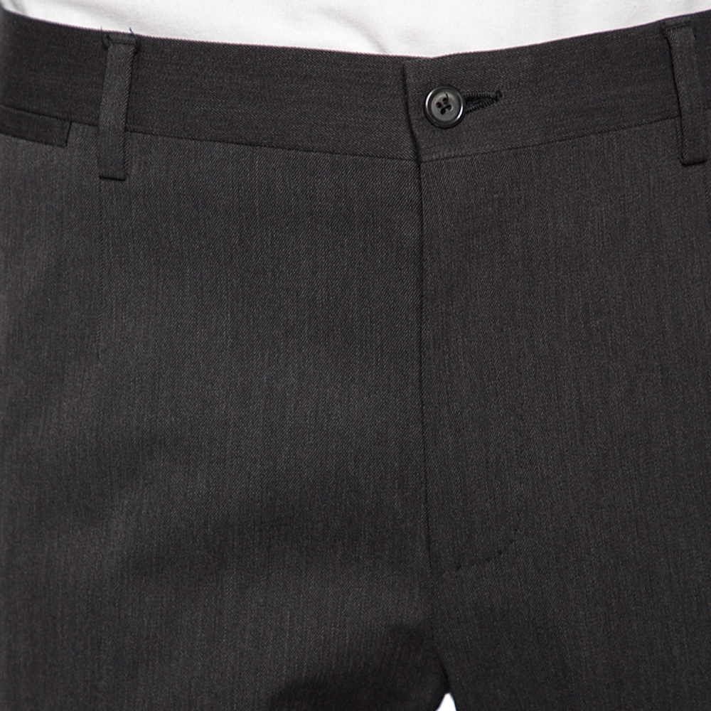 Dolce & Gabbana Grey Wool Tapered Classic Trousers L