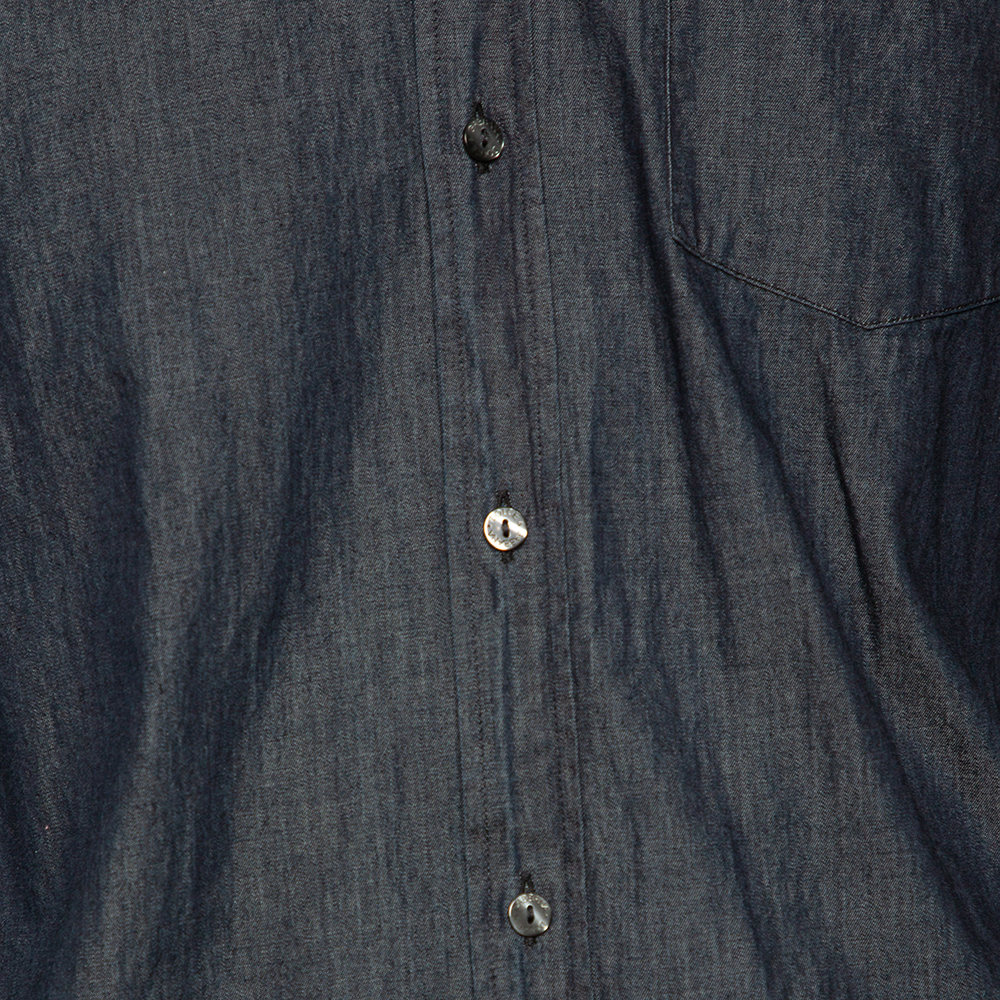Dolce & Gabbana Chambray Cotton Knit Collar Detail Gold Label Shirt L