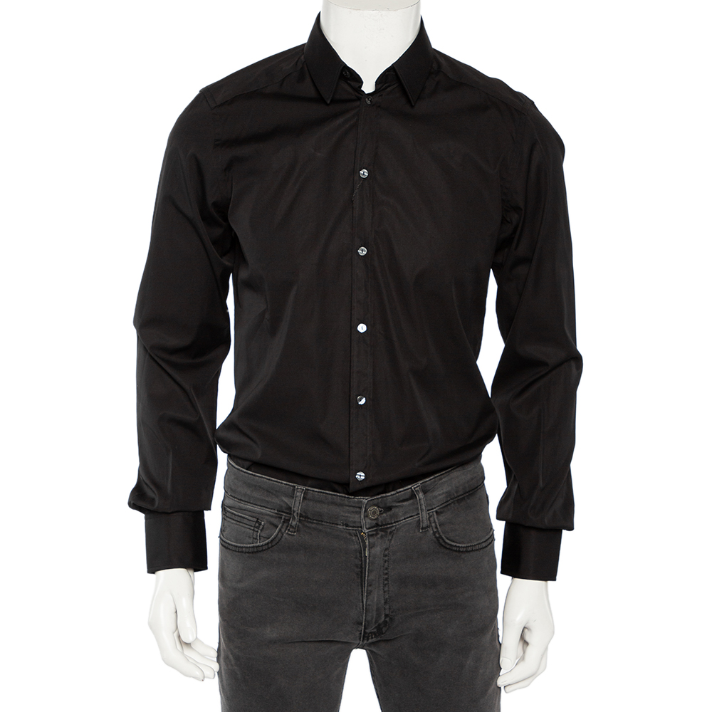 Dolce & Gabbana Black Cotton Front Button Shirt M