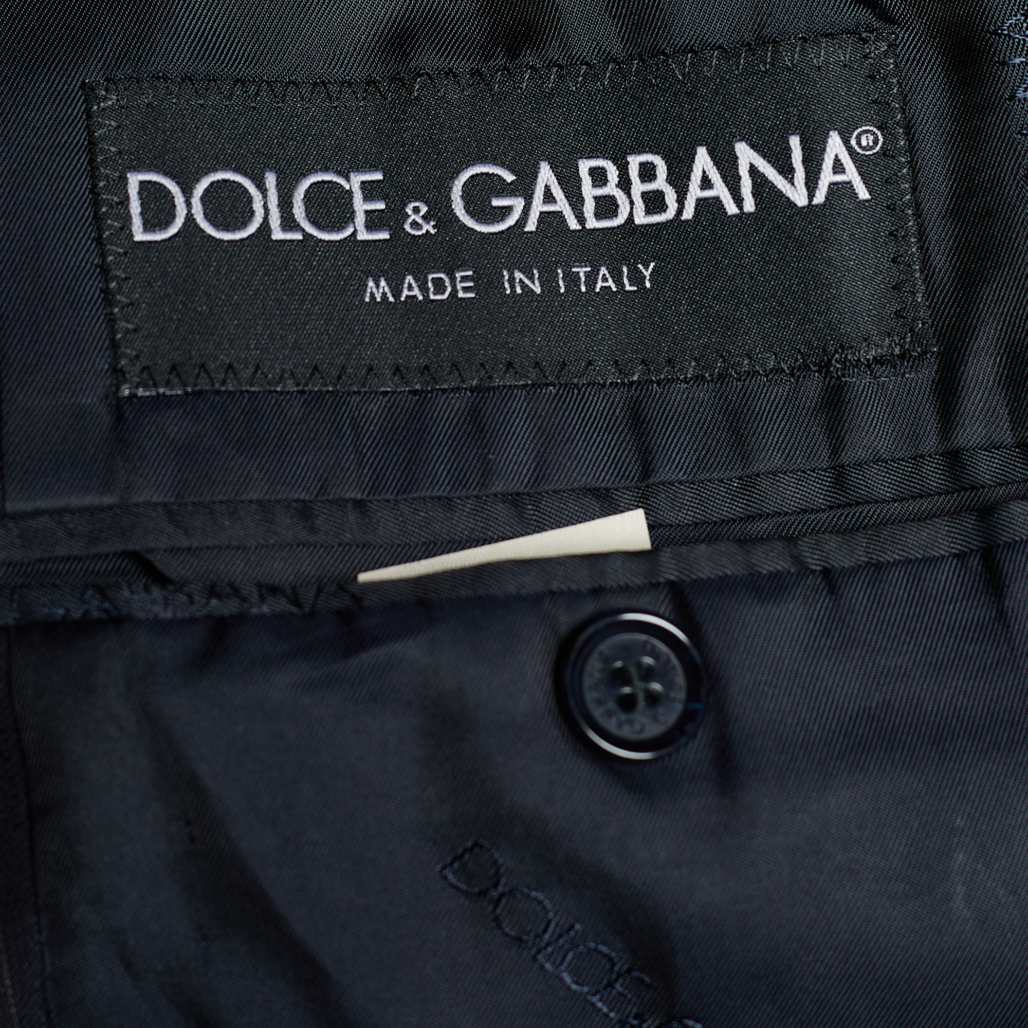 Dolce & Gabbana Midnight Blue Striped Wool Single Breasted Blazer XL