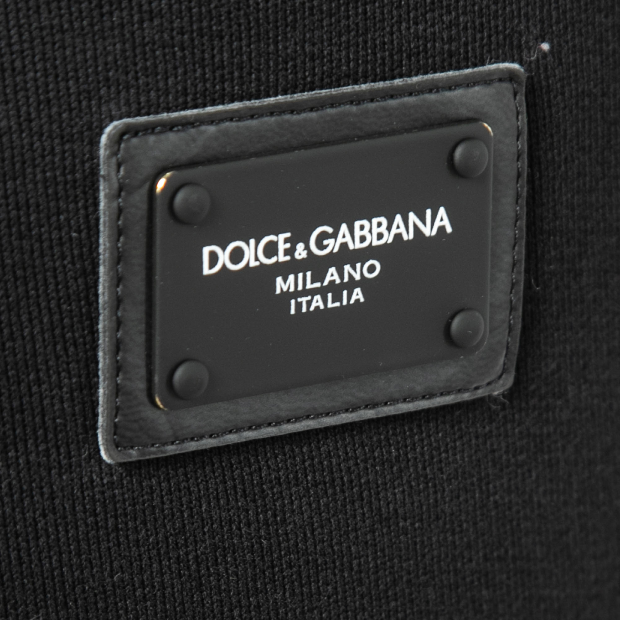Dolce & Gabbana Black Cotton Knit Zip Detail Jogger Pants 5XL
