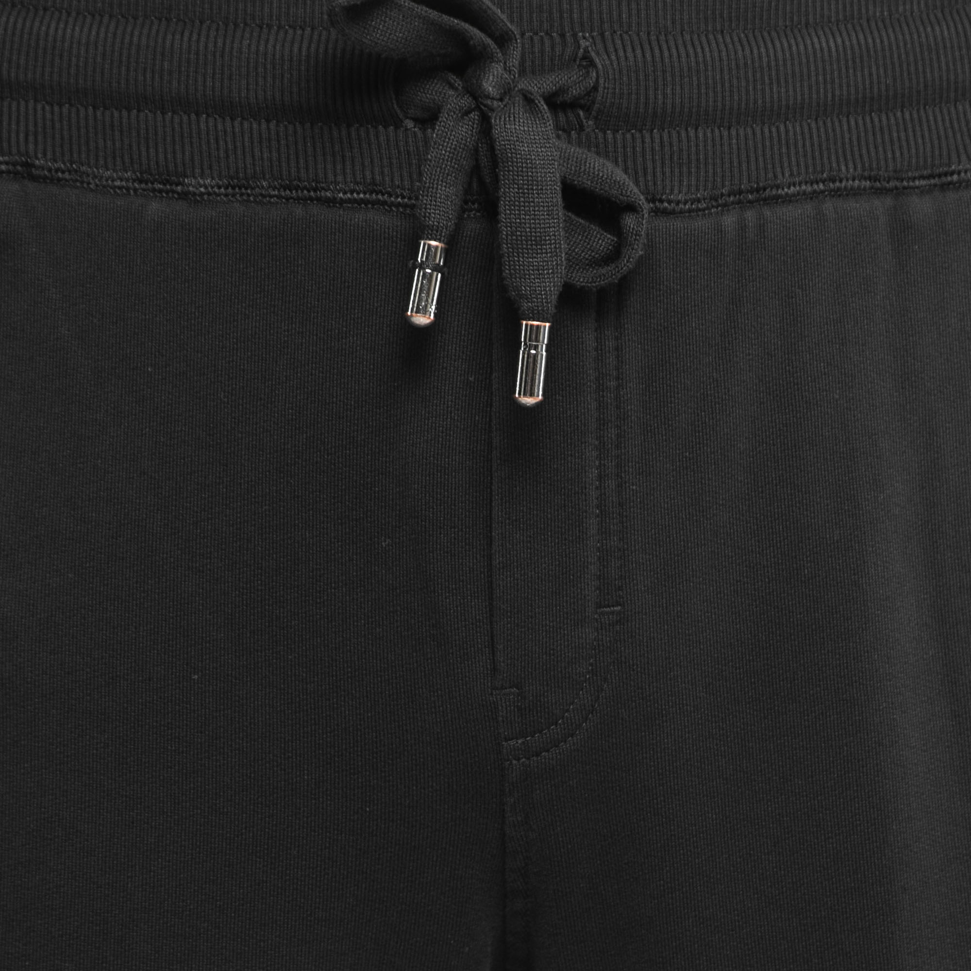 Dolce & Gabbana Black Cotton Knit Zip Detail Jogger Pants 5XL